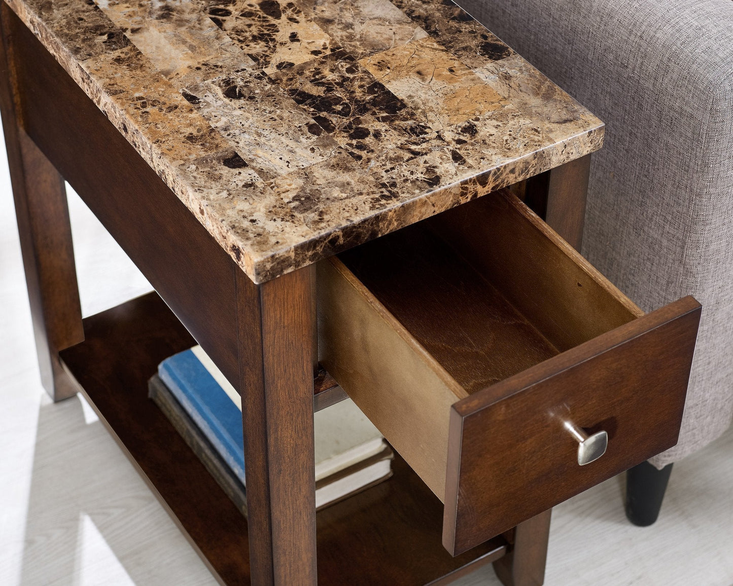 Oak Finish Chair Side End Table