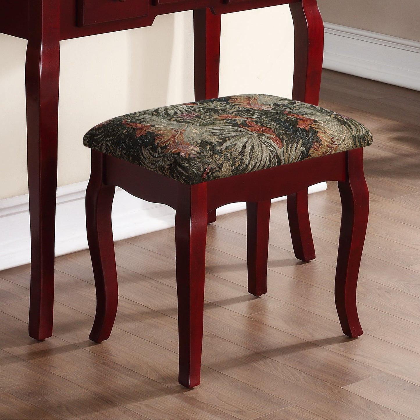 Roundhill Furniture Ashley Wood Make-Up Vanity Table and Stool Set