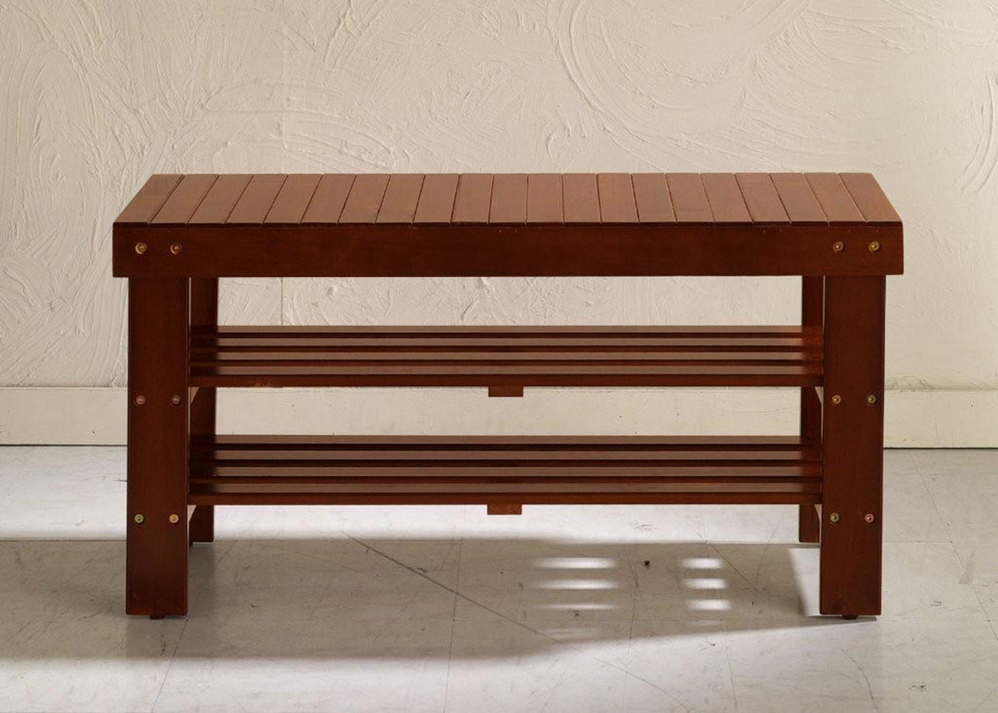 Roundhill Furniture Pina Quality Solid Wood Shoe Bench
