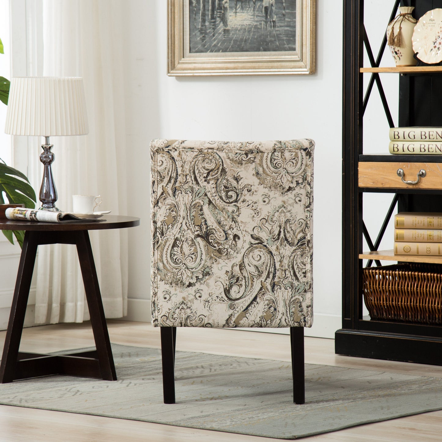 Capa Print Fabric Armless Contemporary Accent Chair, Paisley