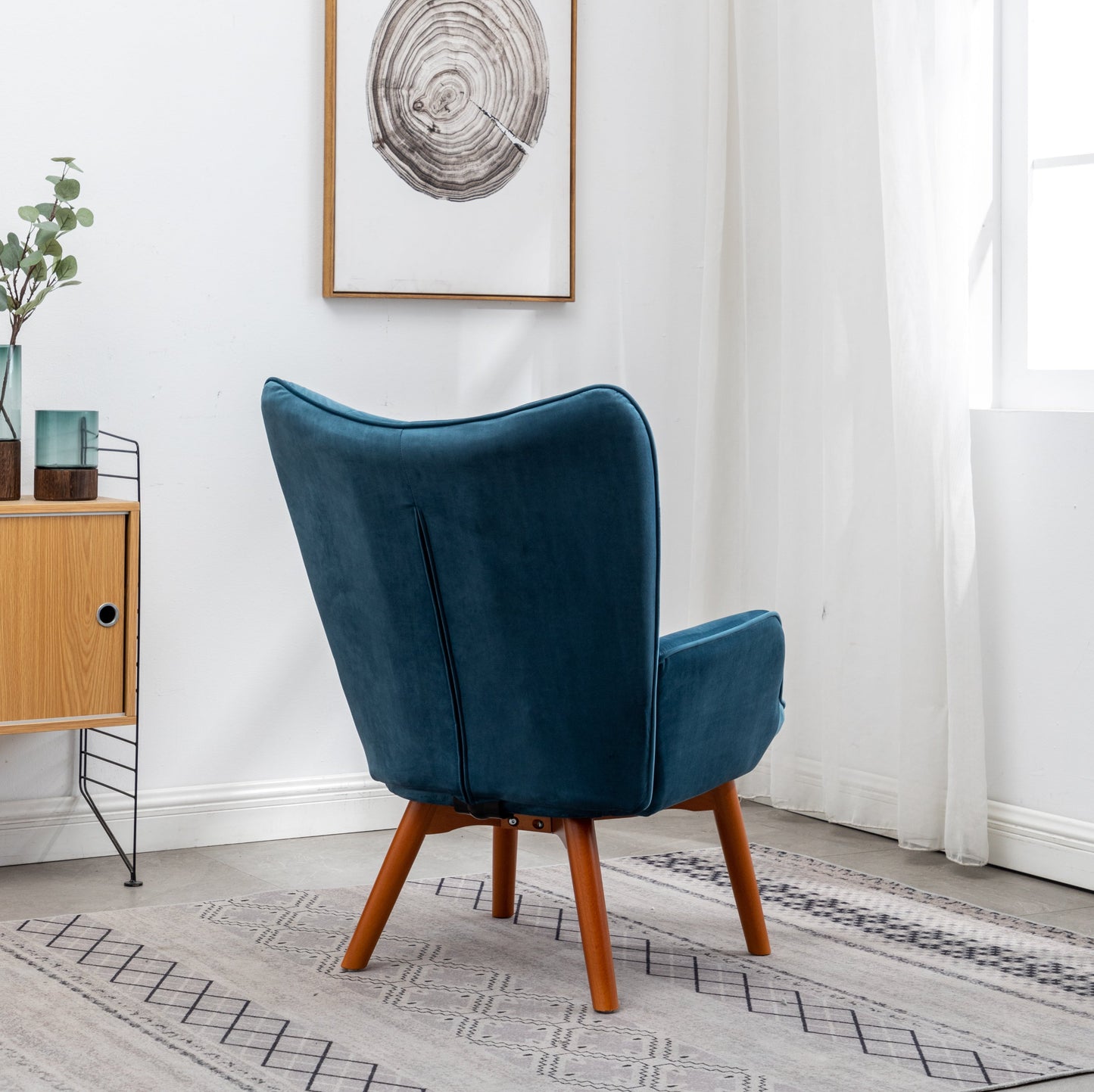 Roundhill Furniture Leiria Contemporary Silky Velvet Tufted Accent Chair with Ottoman