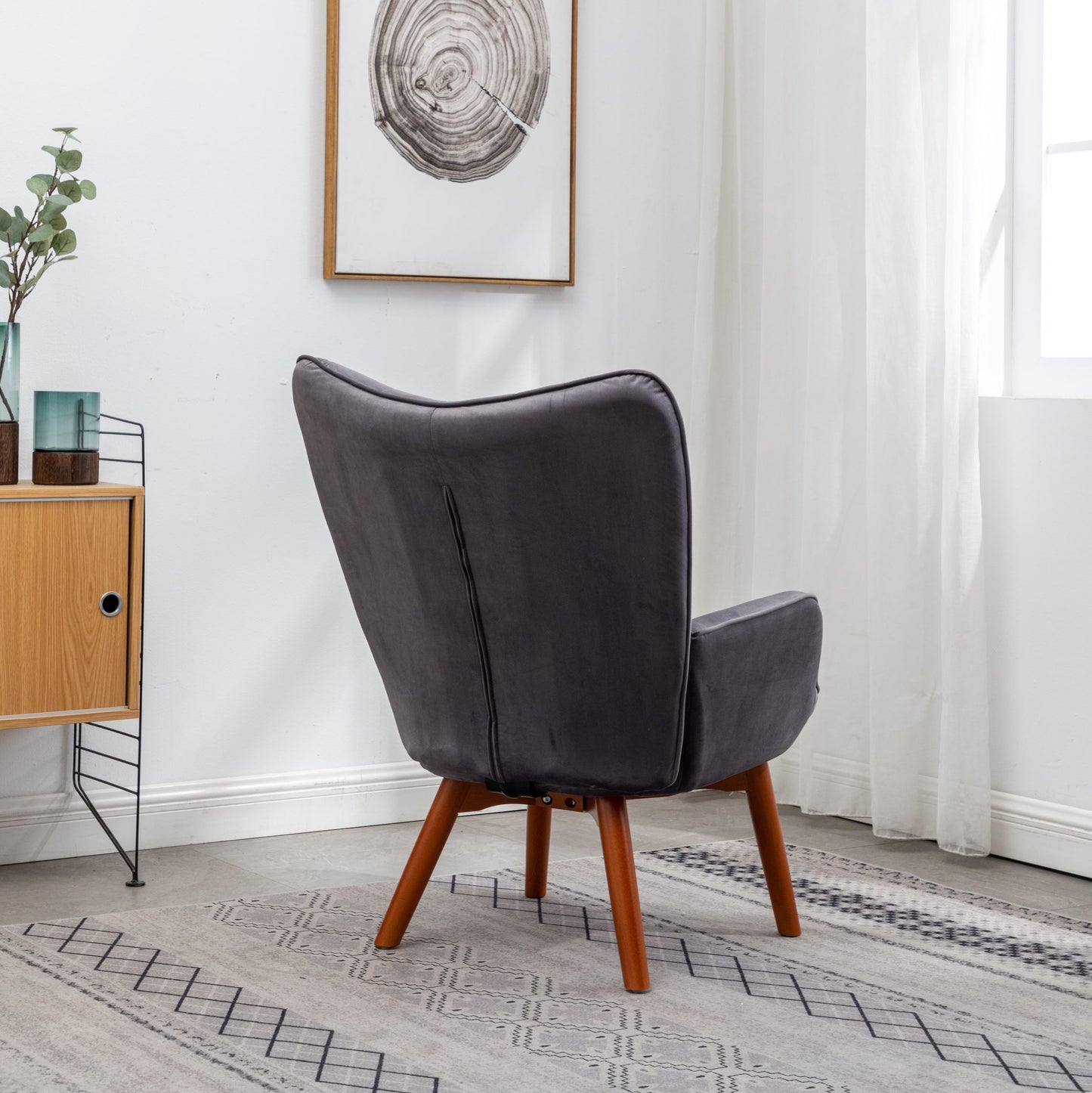 Roundhill Furniture Leiria Contemporary Silky Velvet Tufted Accent Chair with Ottoman