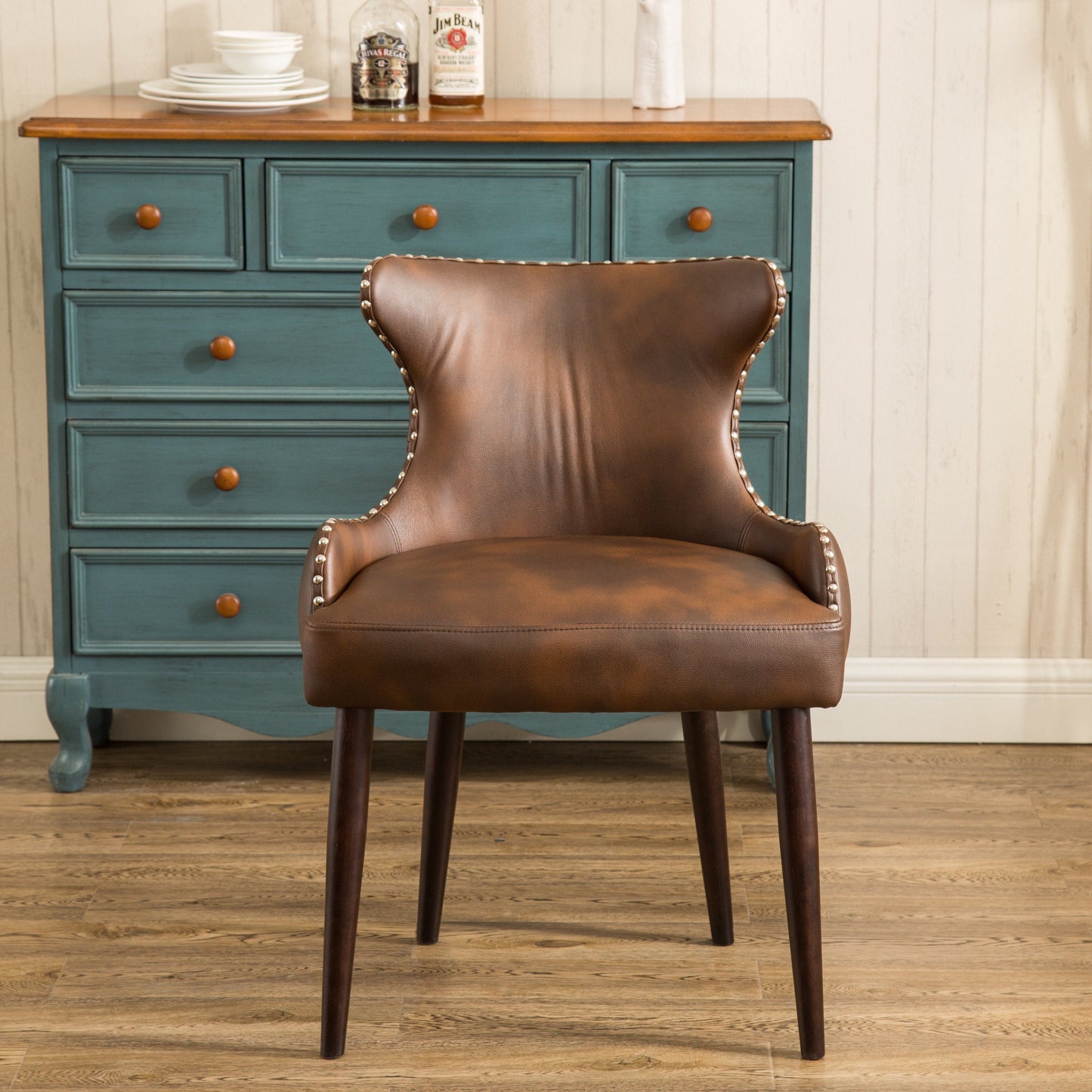 Roundhill Furniture Viking Tufted Button Back barrel chair with Nailhead