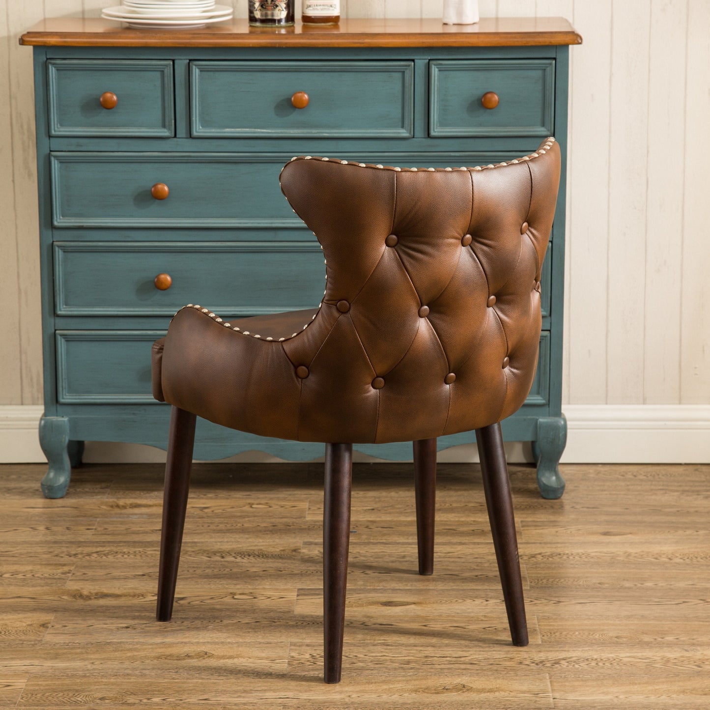 Roundhill Furniture Viking Tufted Button Back barrel chair with Nailhead