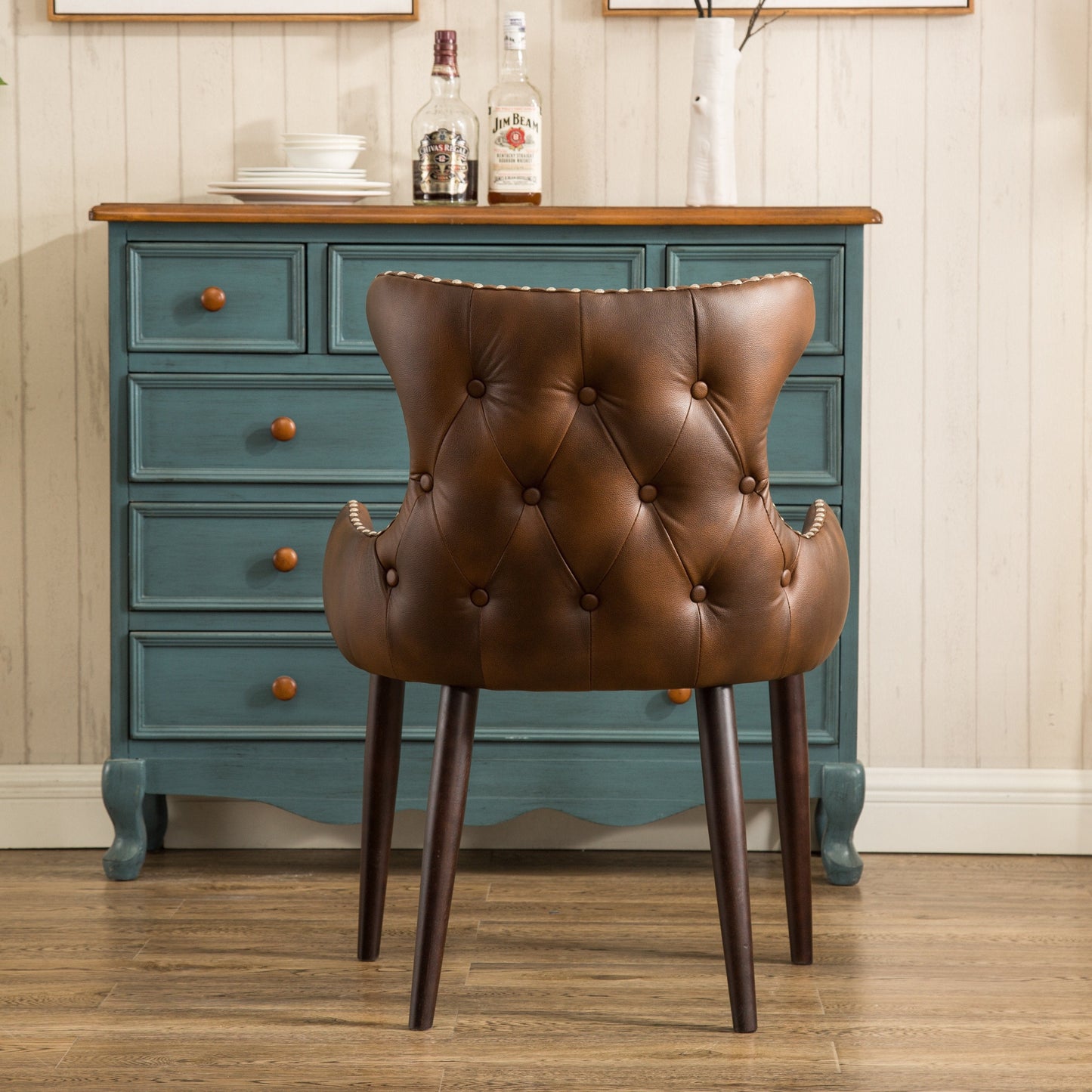 Roundhill Furniture Viking Tufted Button Back barrel chair with Nailhead