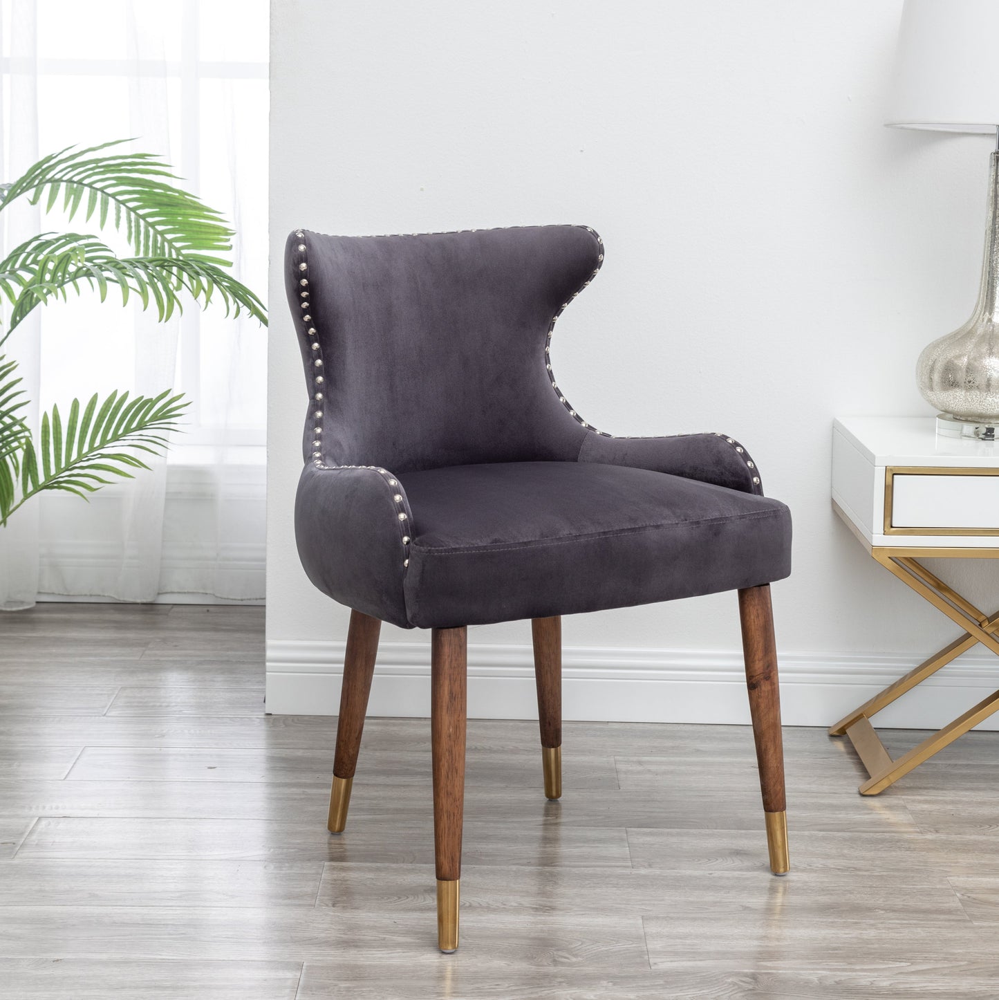 Roundhill Furniture Viking Tufted Button Back barrel chair with Nailhead