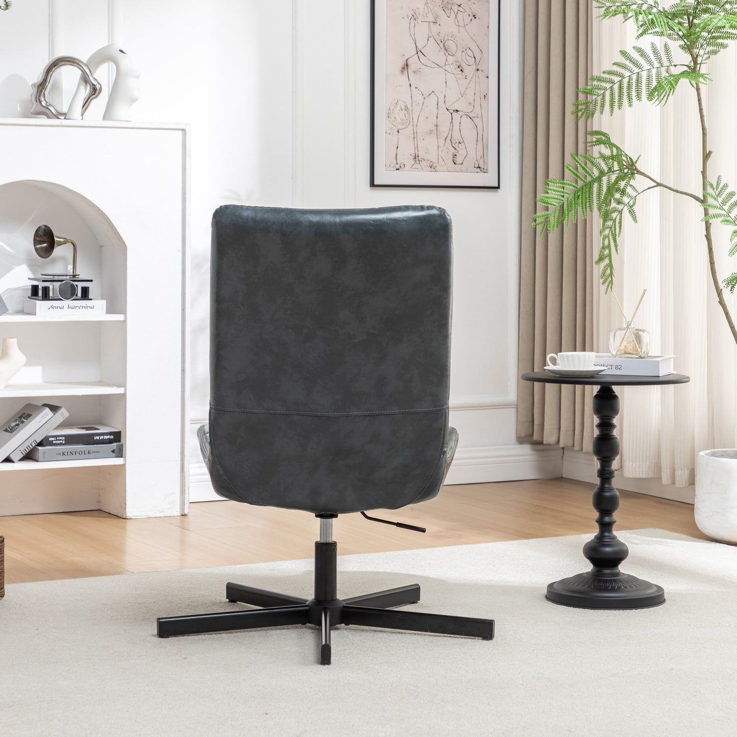 Roundhill Furniture Arlena Faux Leather Tufted Swivel Accent Chair