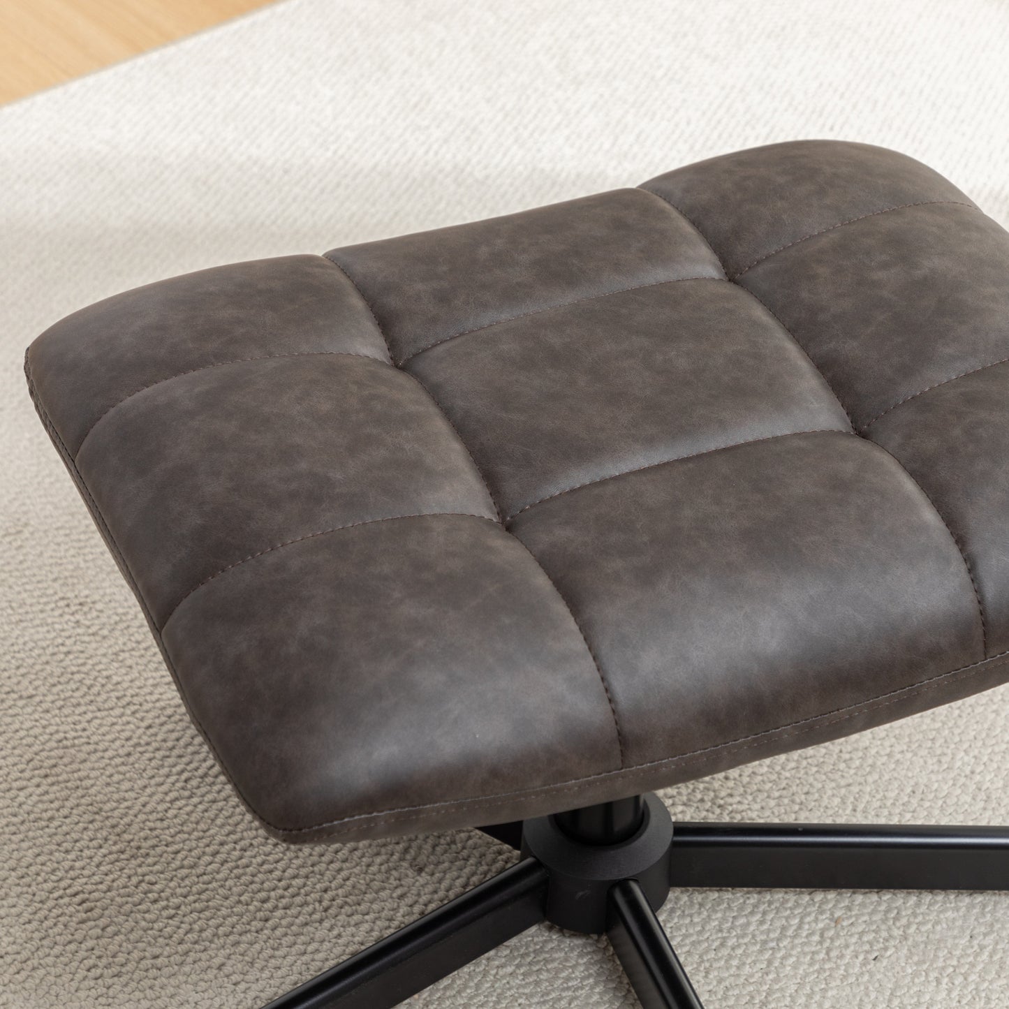 Roundhill Furniture Arlena Faux Leather Tufted Accent Chair and Ottoman