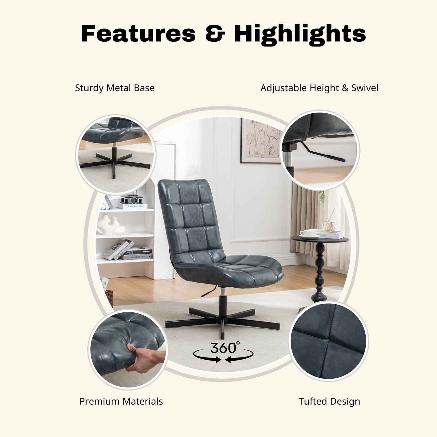Roundhill Furniture Arlena Faux Leather Tufted Accent Chair and Ottoman