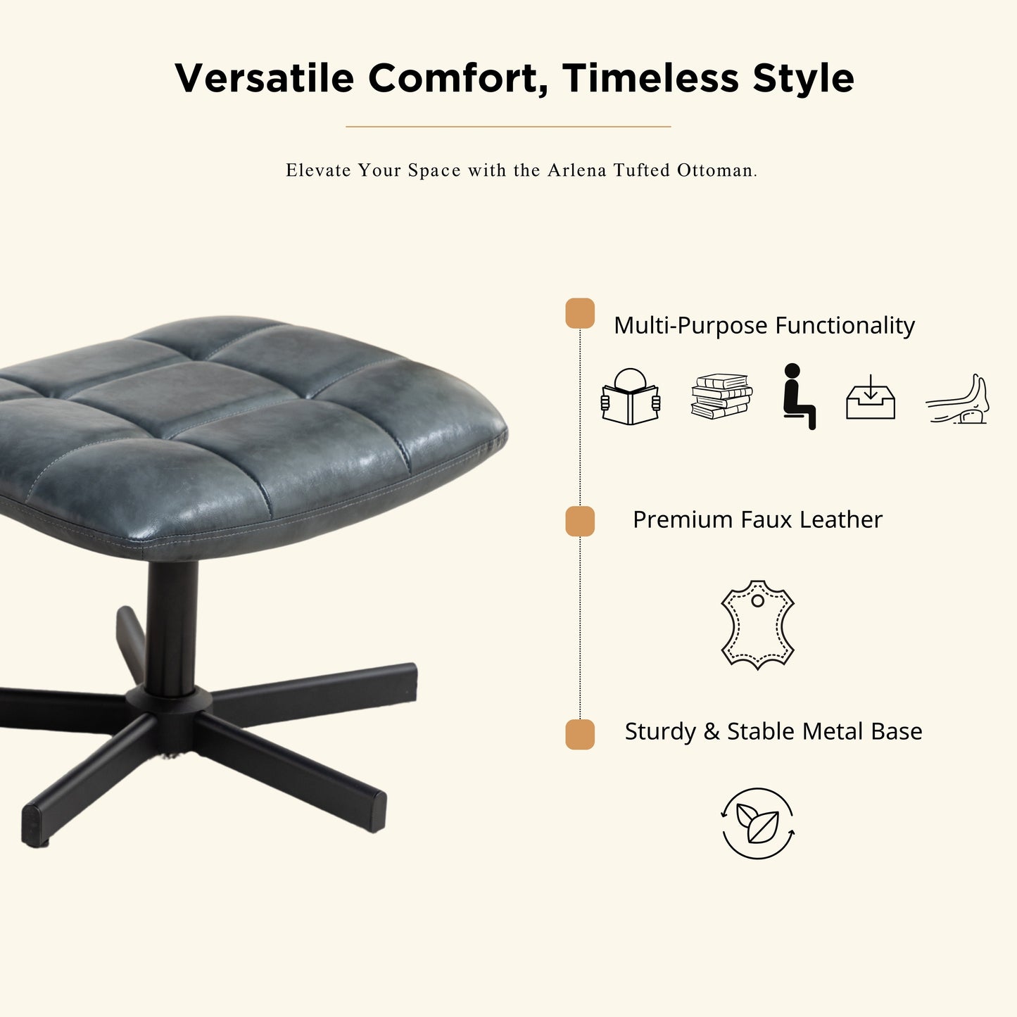 Roundhill Furniture Arlena Faux Leather Tufted Accent Chair and Ottoman
