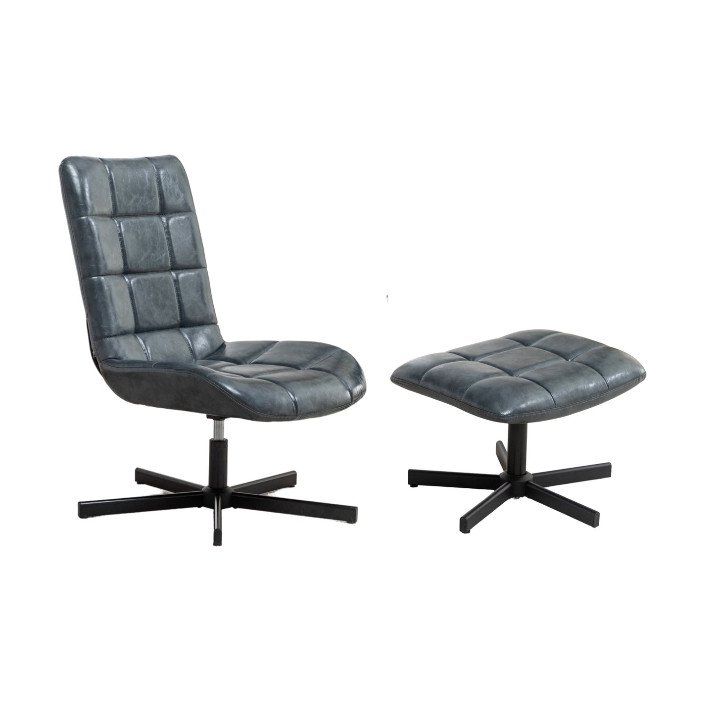 Roundhill Furniture Arlena Faux Leather Tufted Accent Chair and Ottoman