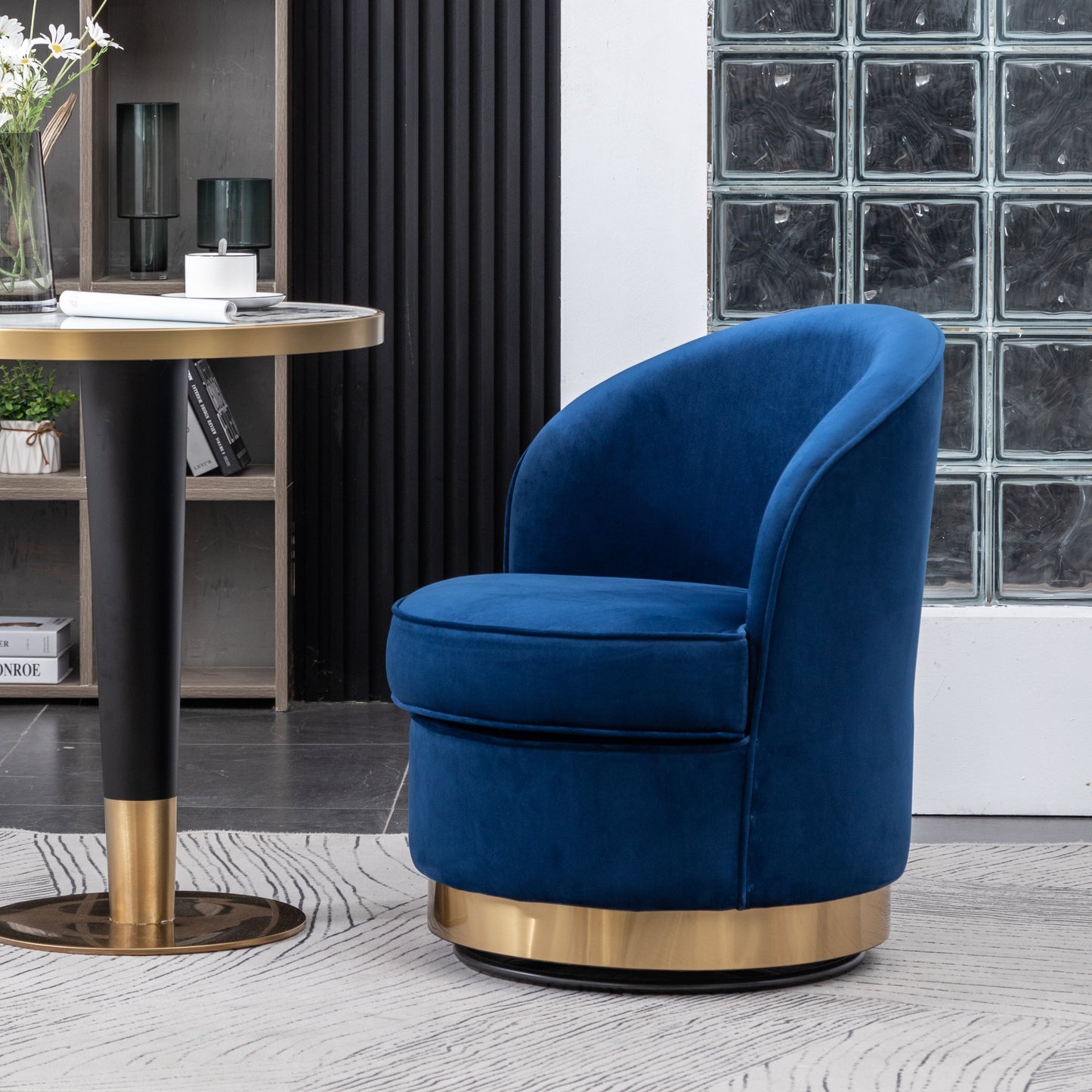 Roundhill Furniture Wania Contemporary Velvet Swivel Chair