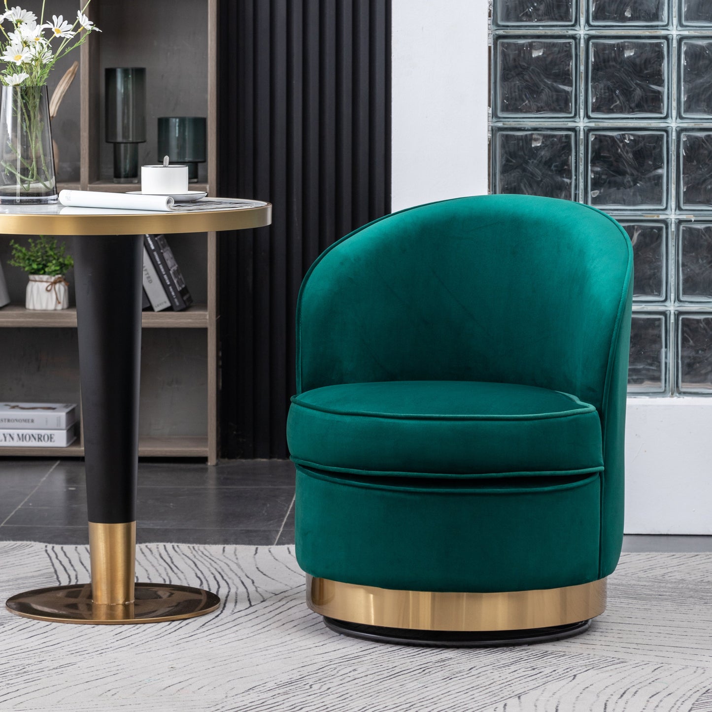 Roundhill Furniture Wania Contemporary Velvet Swivel Chair