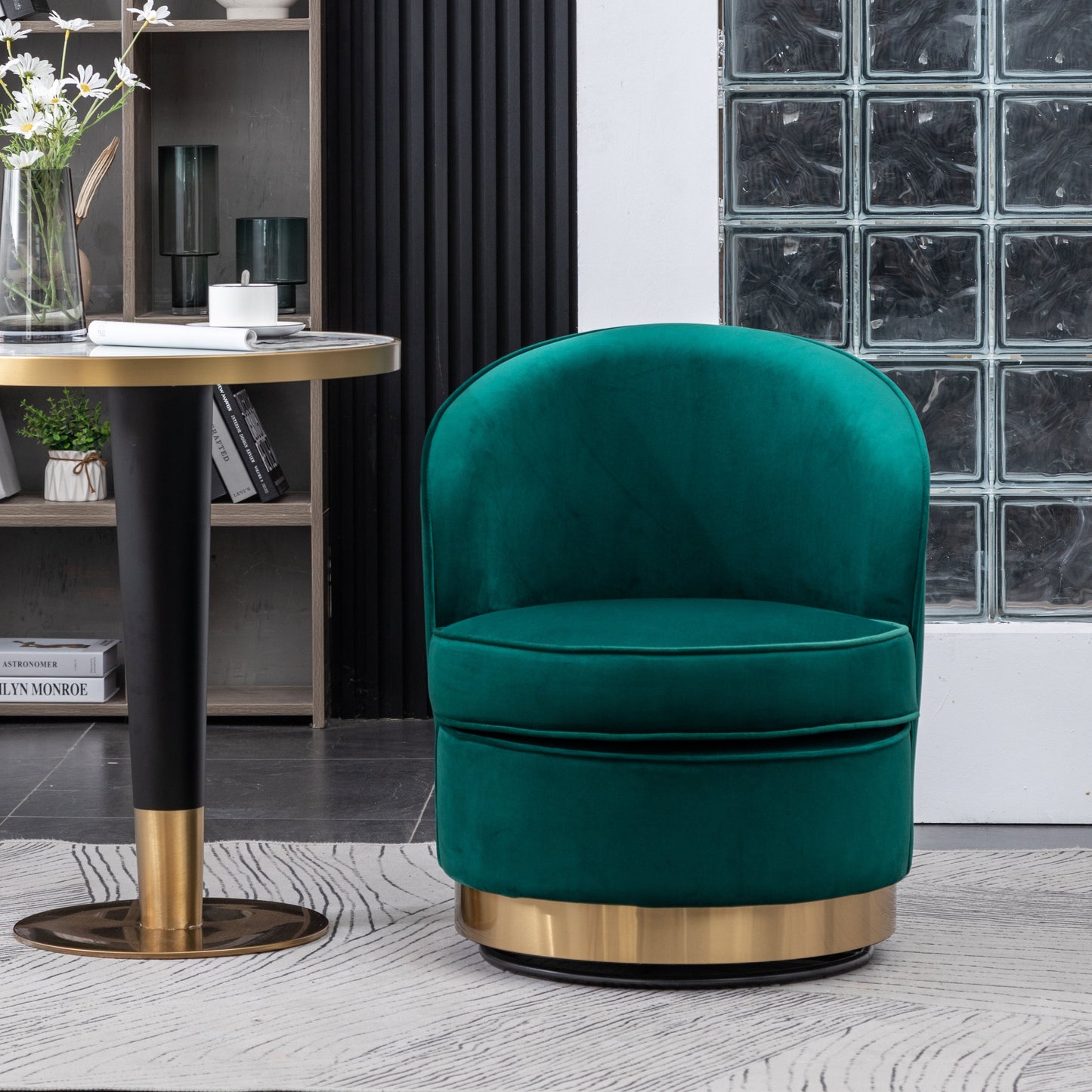 Roundhill Furniture Wania Contemporary Velvet Swivel Chair