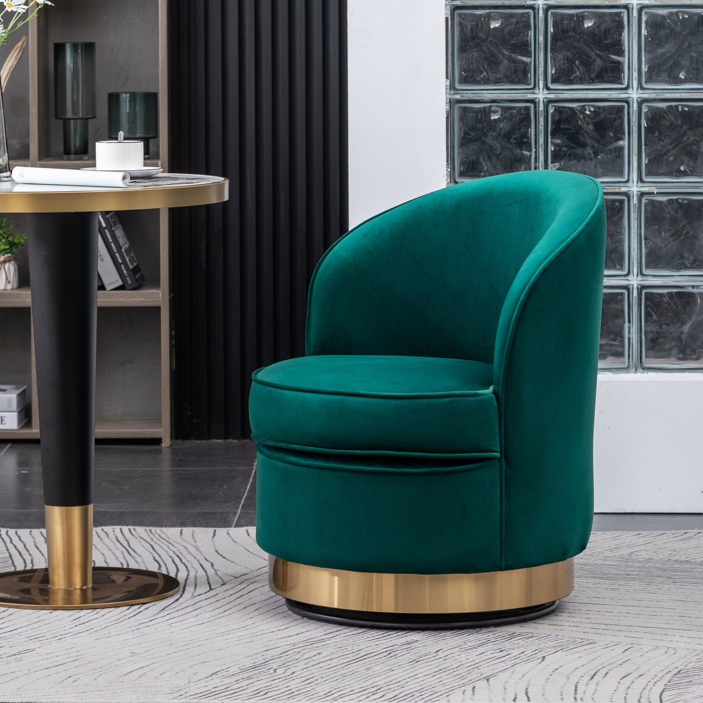 Roundhill Furniture Wania Contemporary Velvet Swivel Chair