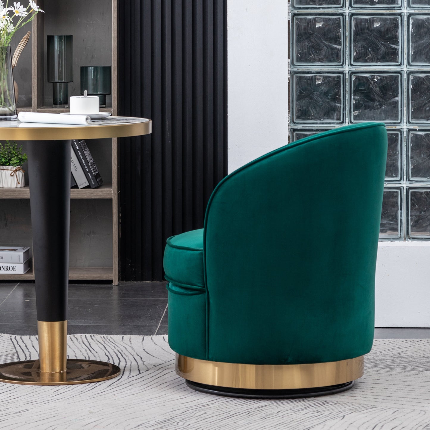 Roundhill Furniture Wania Contemporary Velvet Swivel Chair