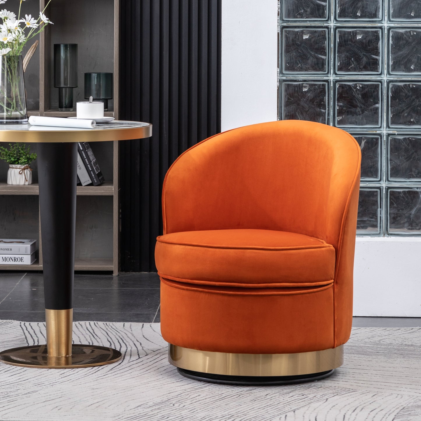 Roundhill Furniture Wania Contemporary Velvet Swivel Chair