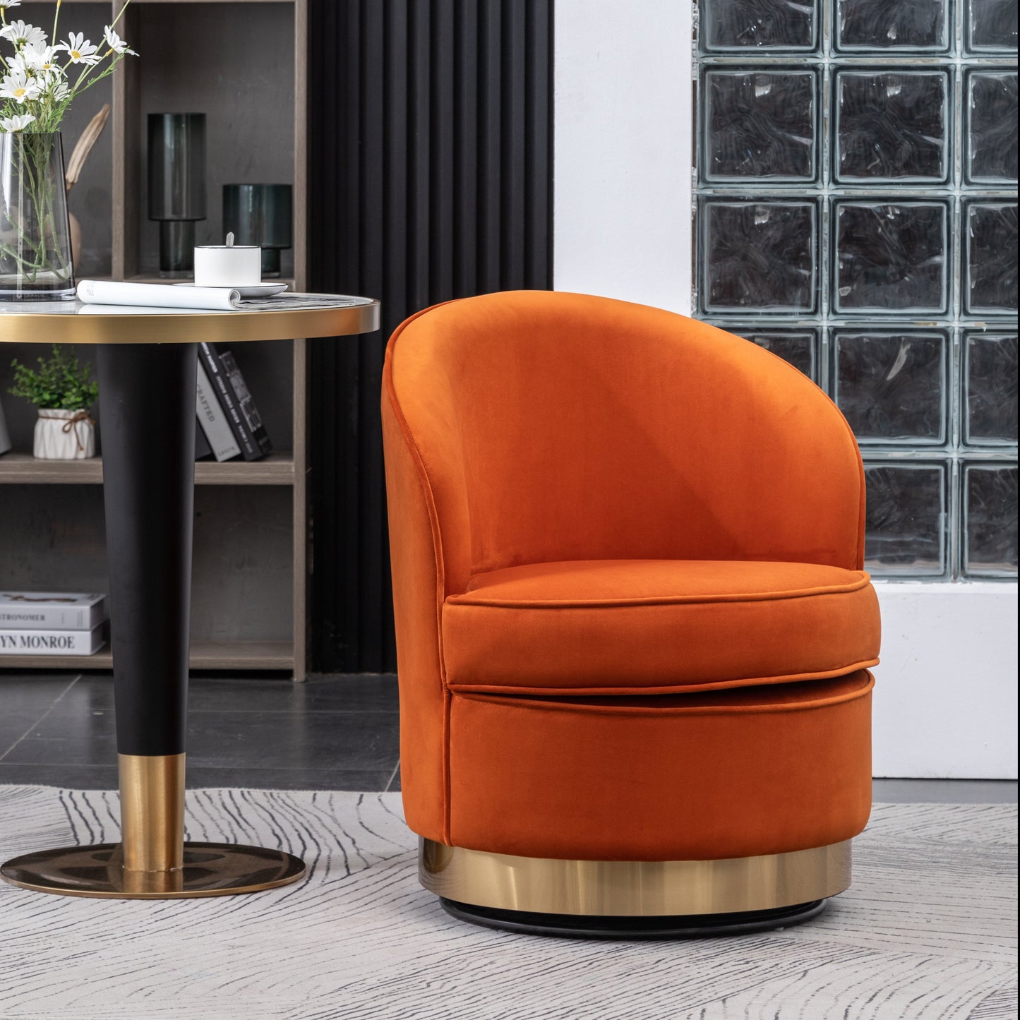 Roundhill Furniture Wania Contemporary Velvet Swivel Chair