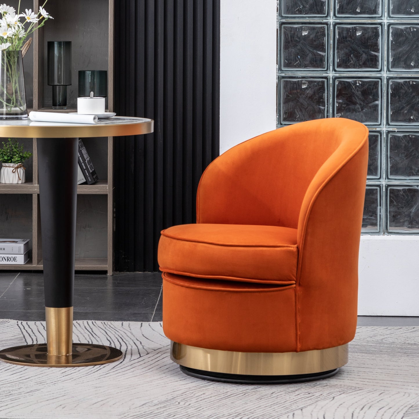 Roundhill Furniture Wania Contemporary Velvet Swivel Chair