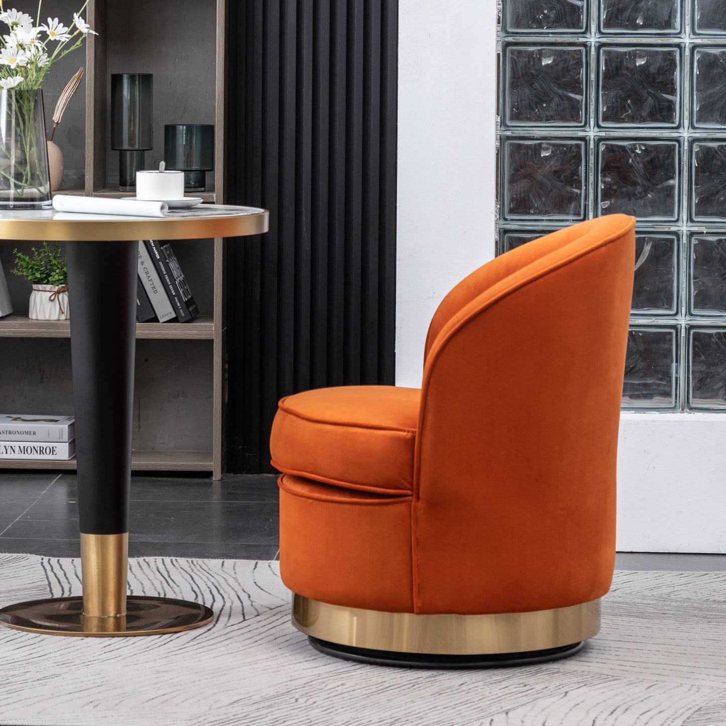 Roundhill Furniture Wania Contemporary Velvet Swivel Chair