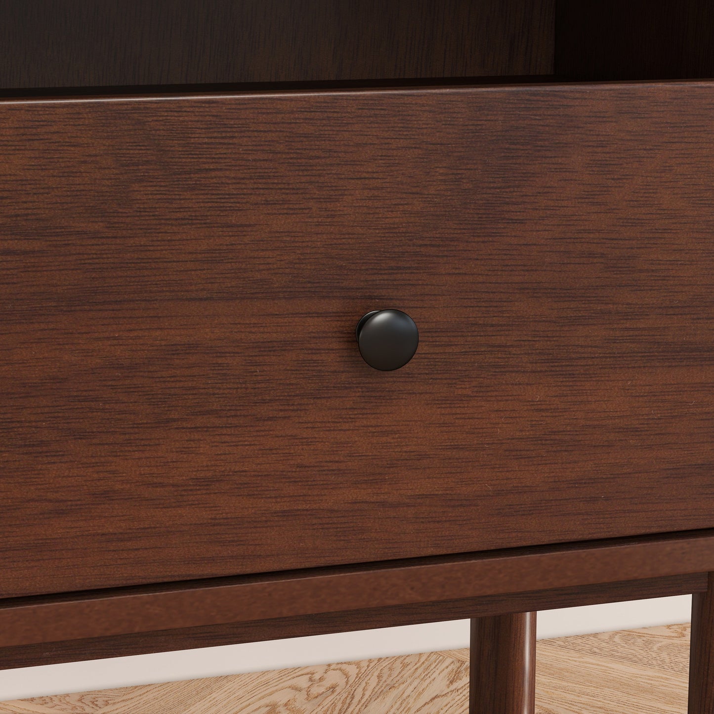 Roundhill Furniture Wyller Dual-tier Storage Nightstand, Side Table, Natural Walnut Finish