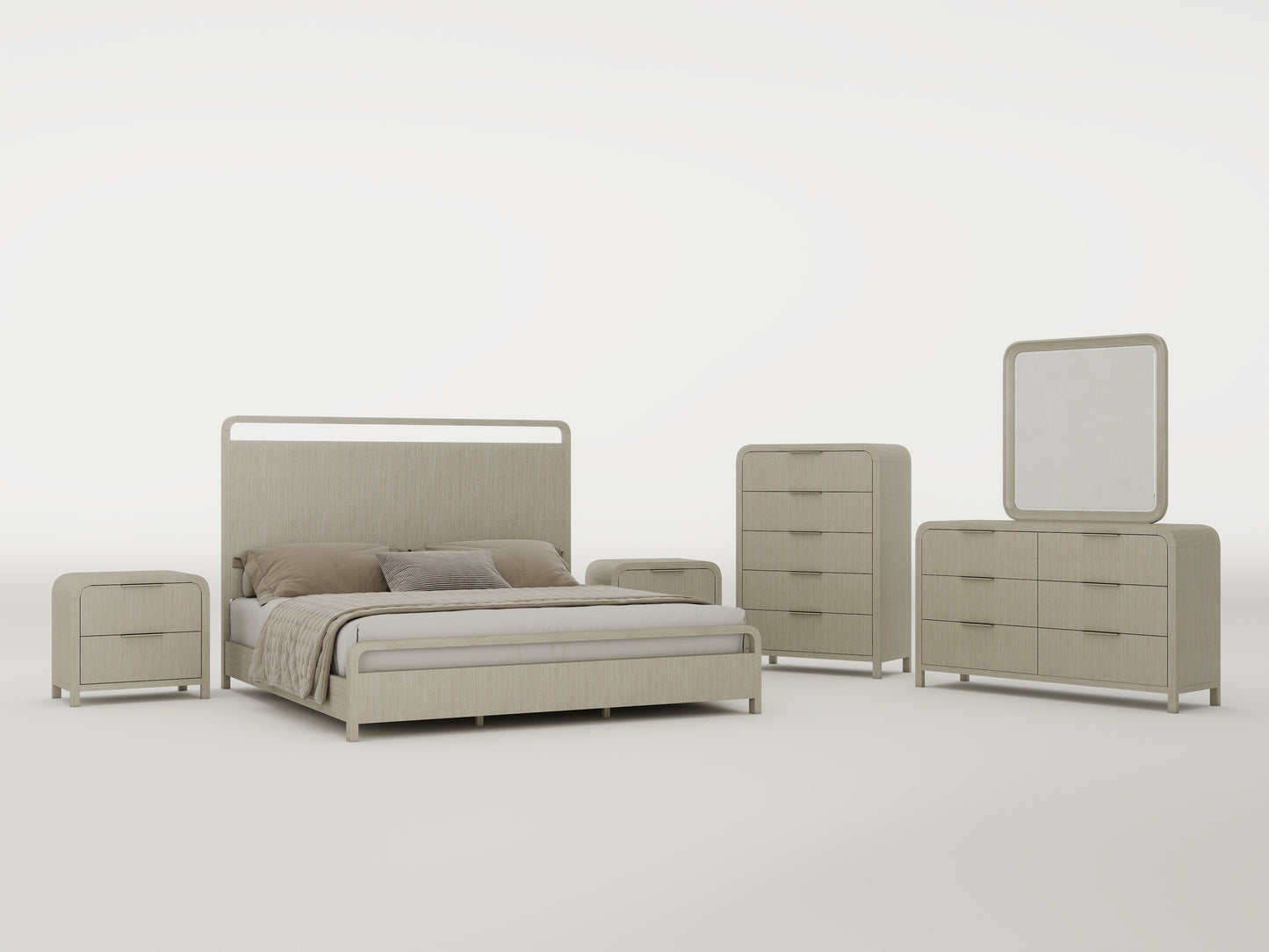 Roundhill Furniture Tavari Bedroom Collection in Light Gray
