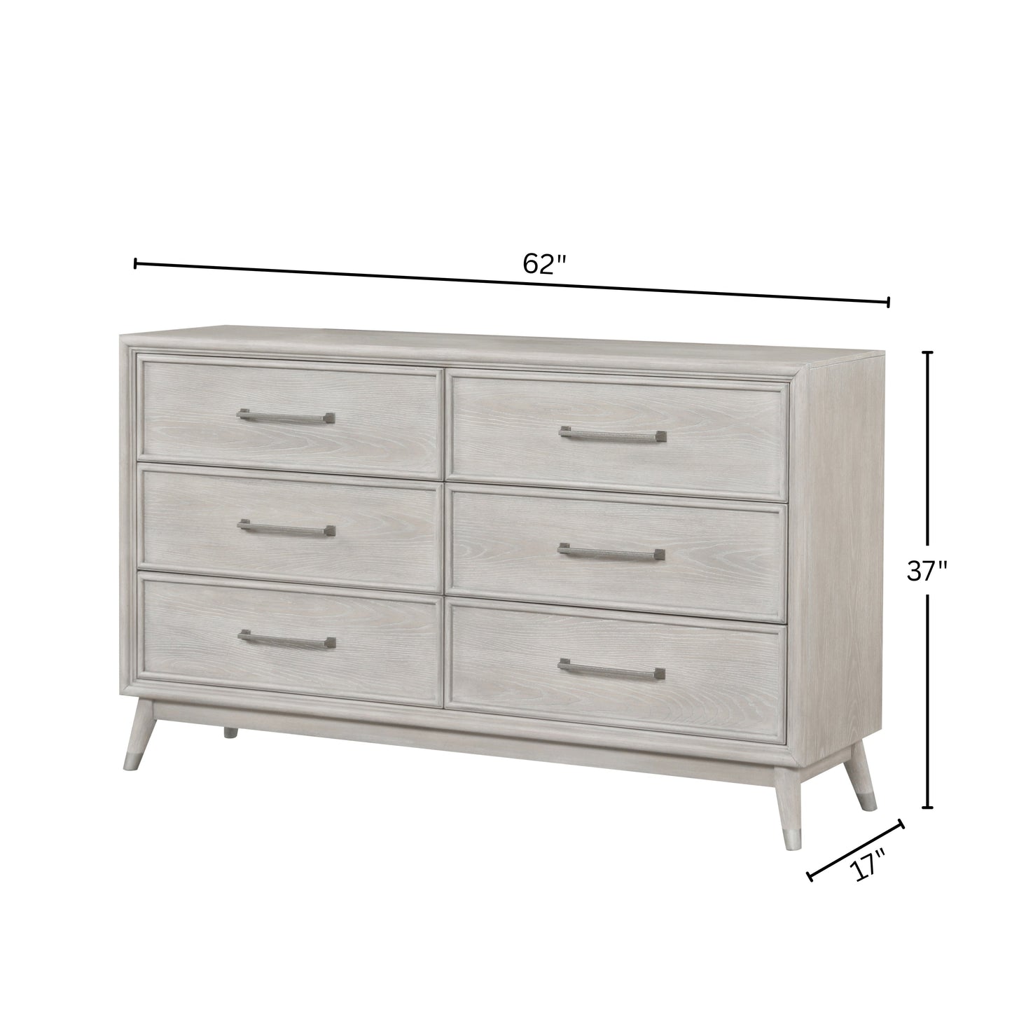 Roundhill Furniture Seluna 6-Drawer Bedroom Dresser, Gray Oak Finish
