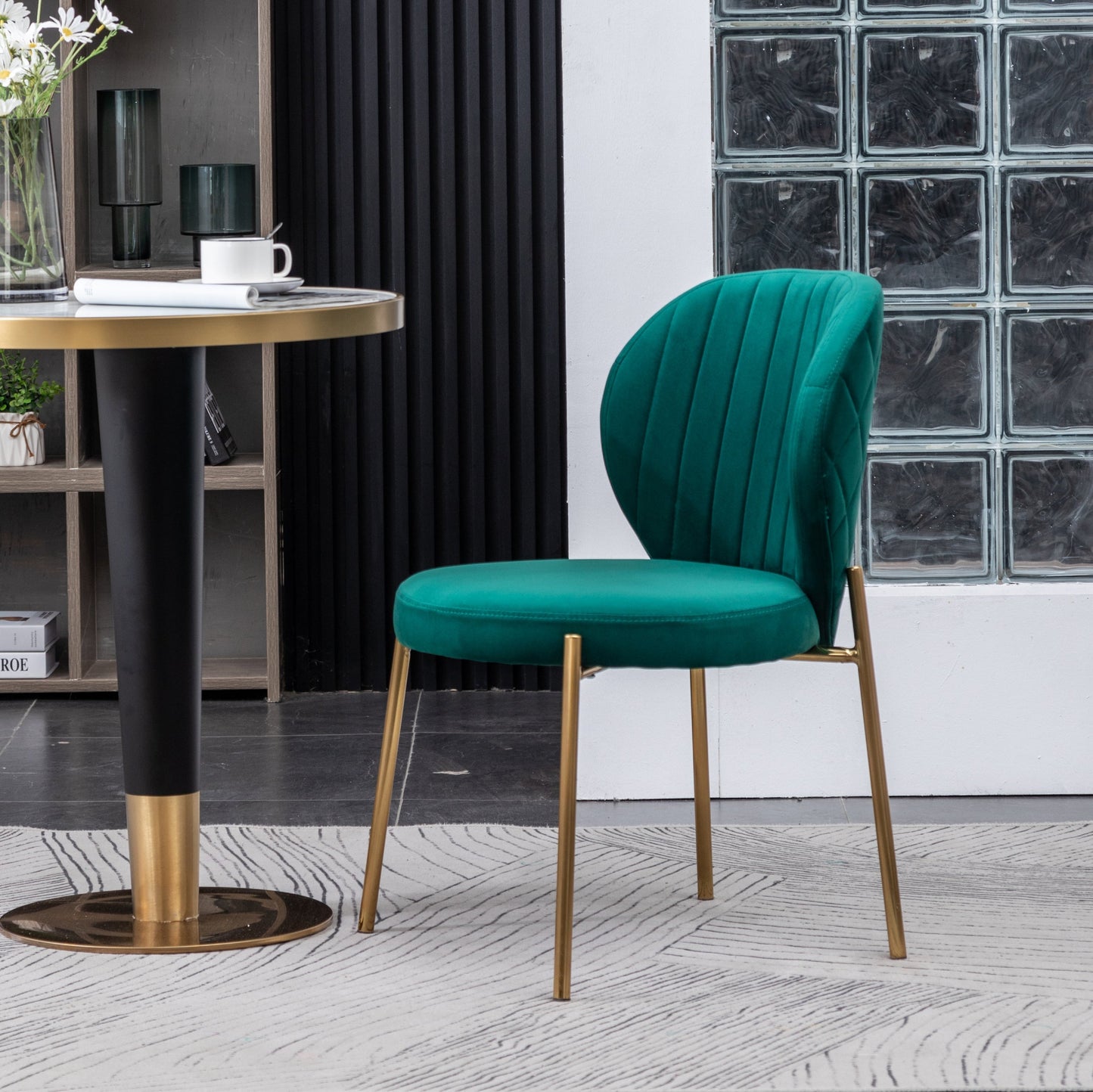 Roundhill Furniture Amoa Contemporary Velvet Upholstery Dining Chairs, Set of 2