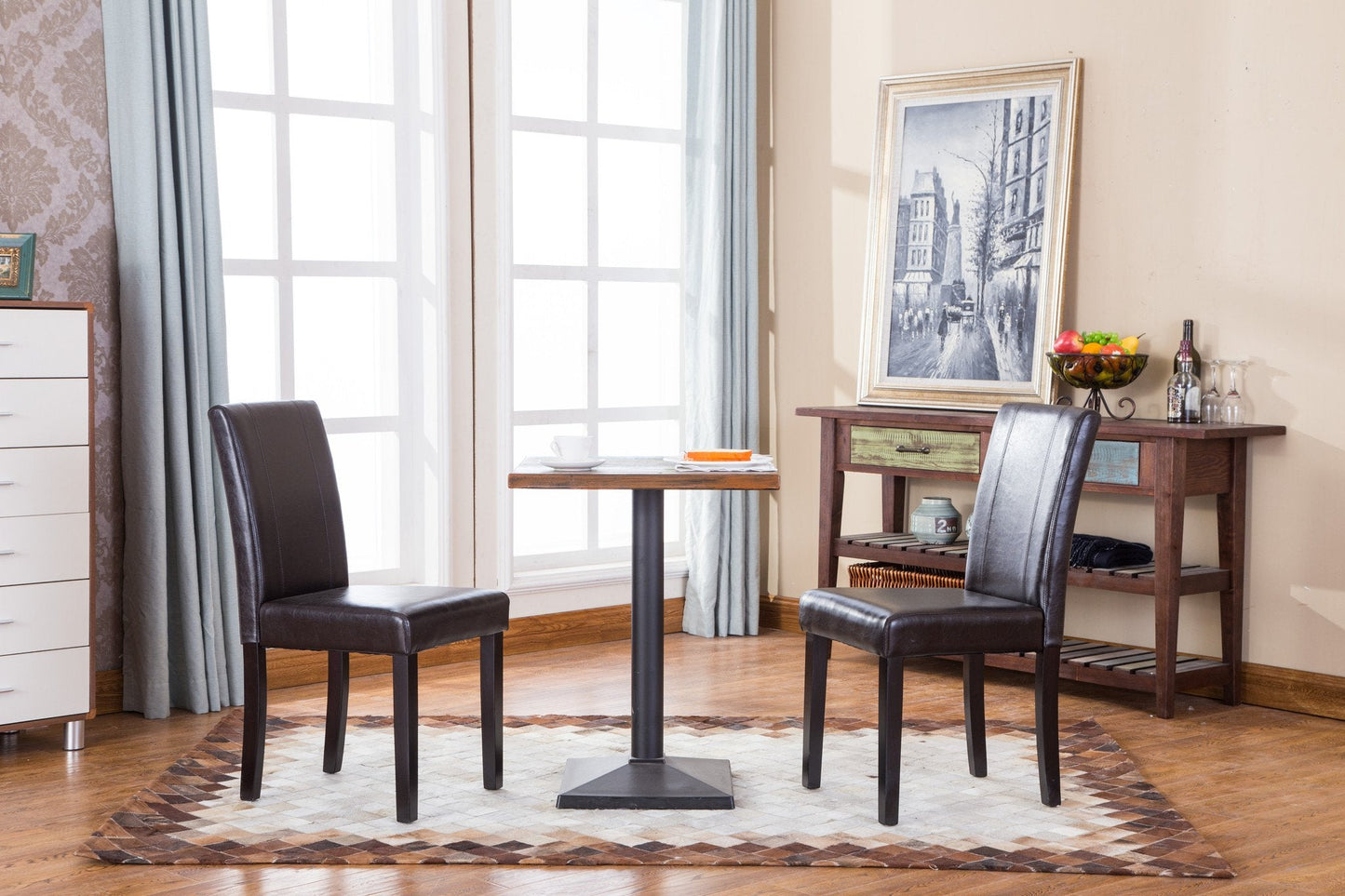 Roundhill Urban Style Solid Wood Leatherette Parson Chair, Set of 2