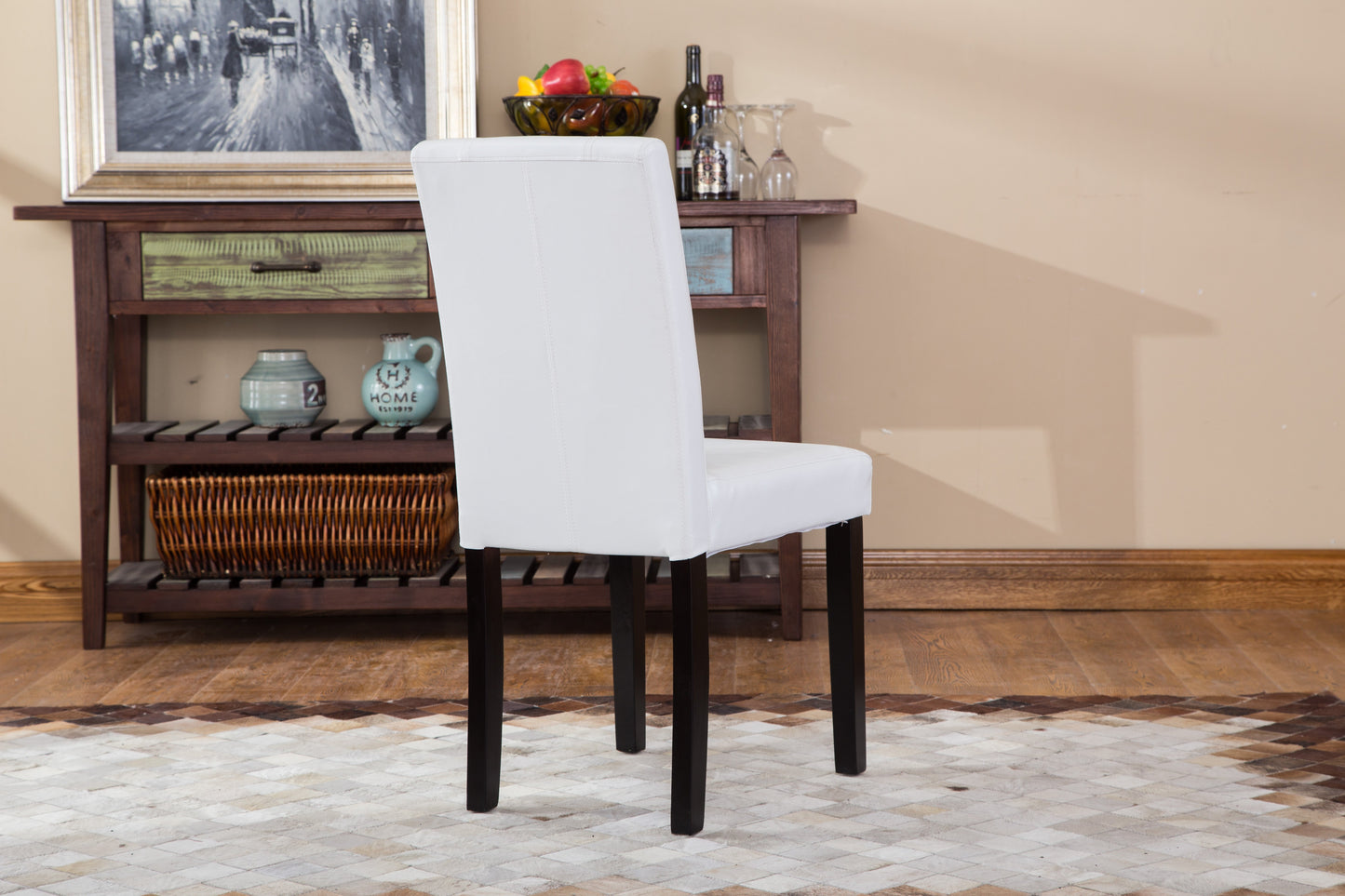 Roundhill Urban Style Solid Wood Leatherette Parson Chair, Set of 2