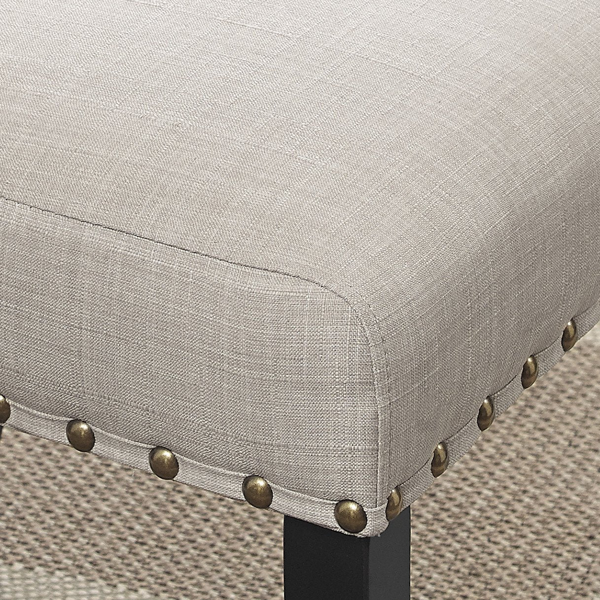 Roundhill Furniture Biony Fabric Dining Chairs with Nailhead Trim, Set of 2