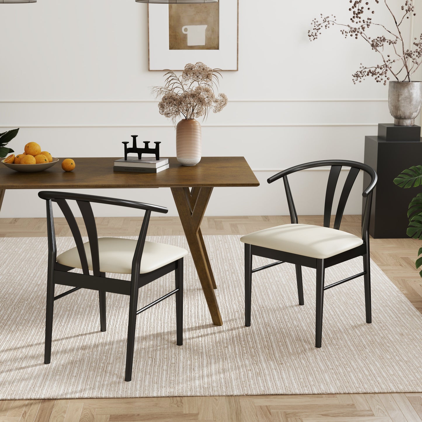 Roundhill Furniture Lavin Wishbone Dining Chairs, Set of 2