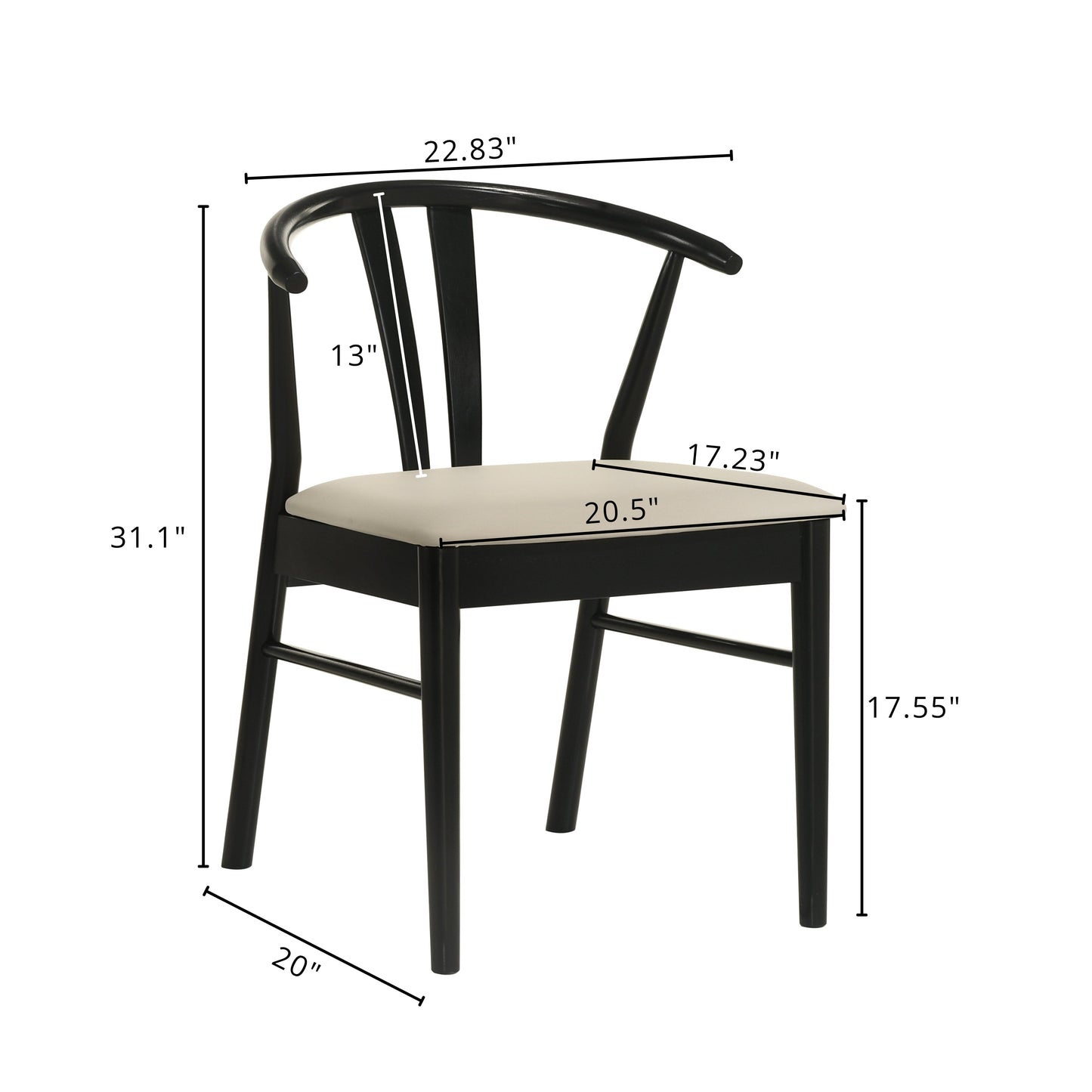 Roundhill Furniture Lavin Wishbone Dining Chairs, Set of 2