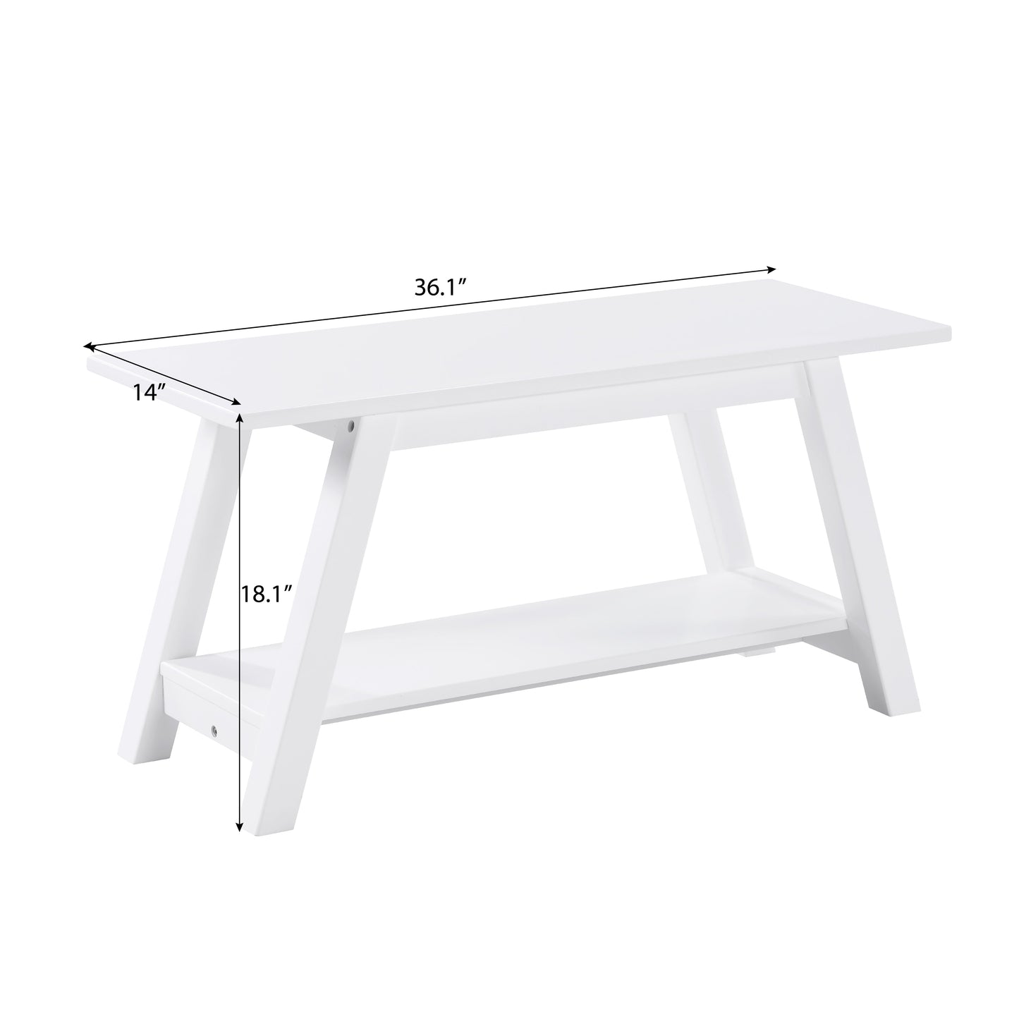 Roundhill Furniture Elyz Solid Wood Bench with Shelf, 36.10-Inch Long
