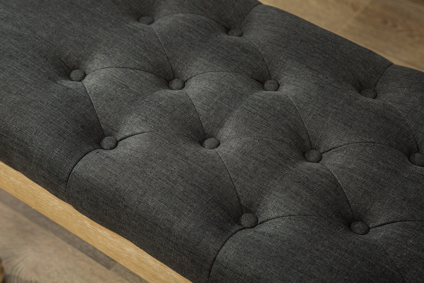 Habit Solid Wood Charcoal Button Tufted Dining Bench