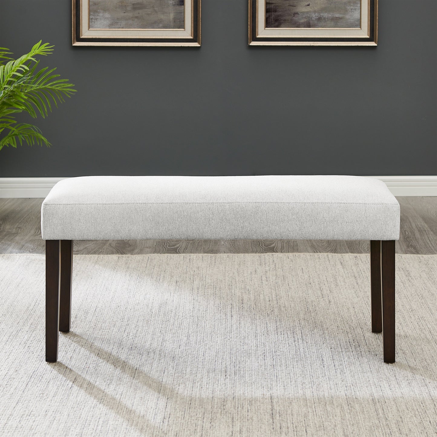 Roundhill Furniture Madison Contemporary Upholstered Dining Bench, Gray