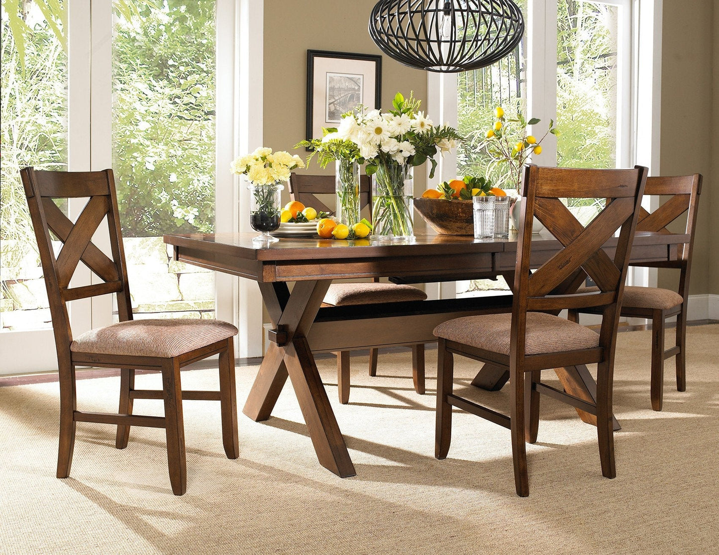 5 PC Karven Solid Wood Dining Set Table w/ 4 Chairs