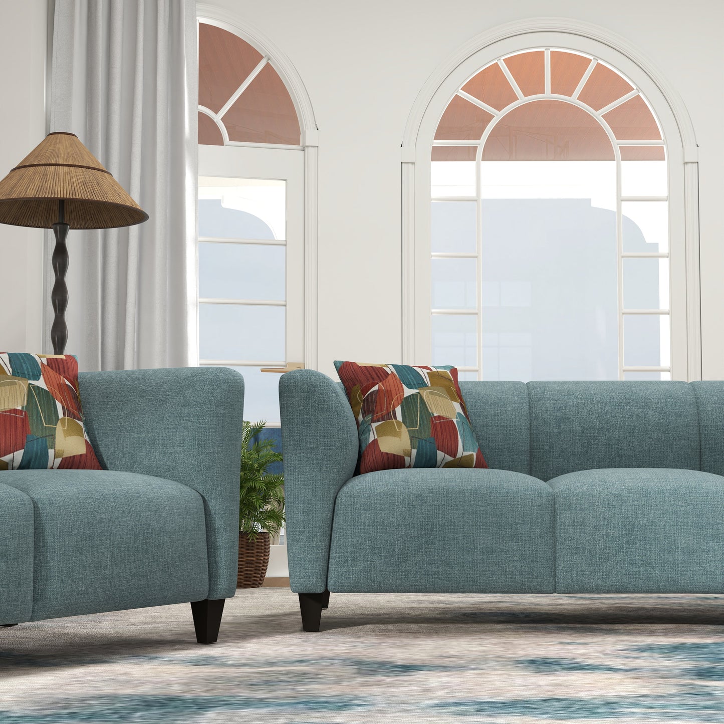 Roundhill Furniture Della Upholstered Living Room Collection, Sofa and Loveseat