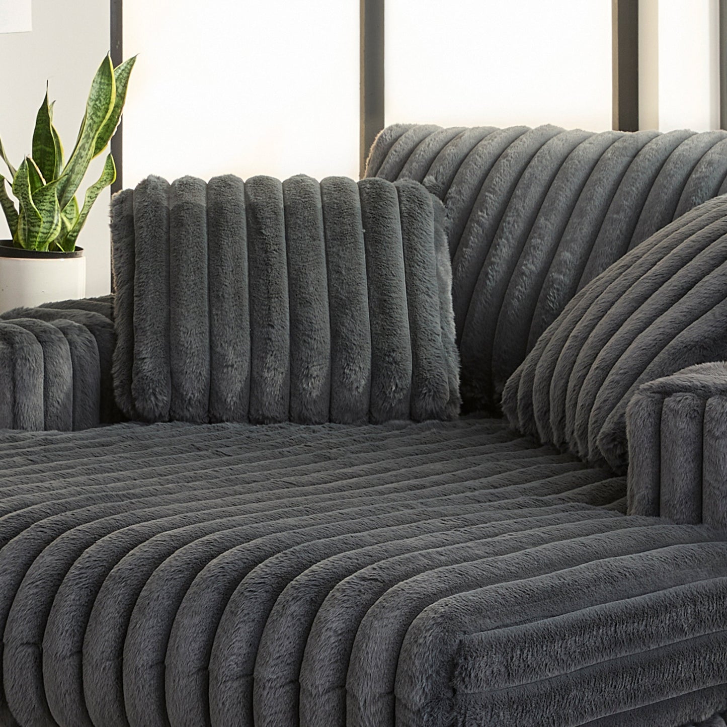 Roundhill Furniture Belvoir Oversized Cuddle Chaise, with Cup Holders
