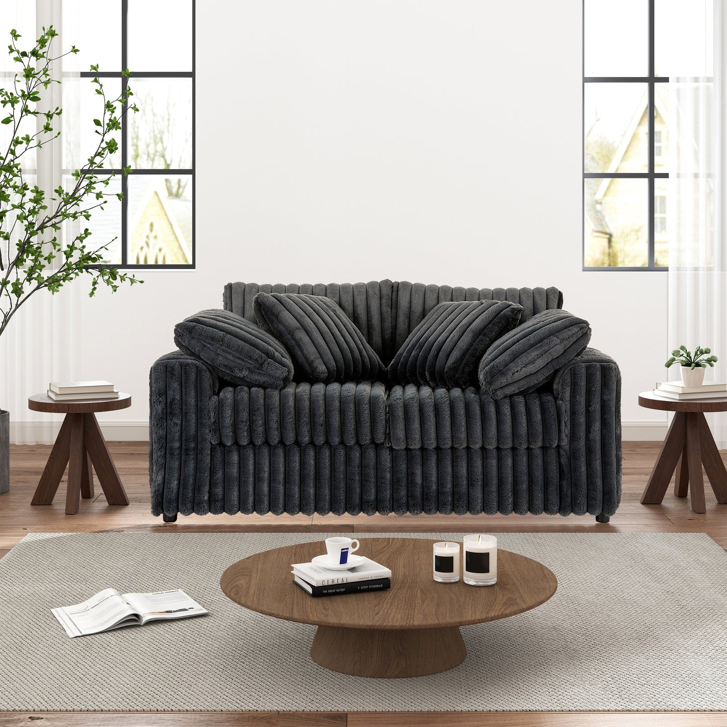 Roundhill Furniture Belvoir Upholstered Stationary Loveseat