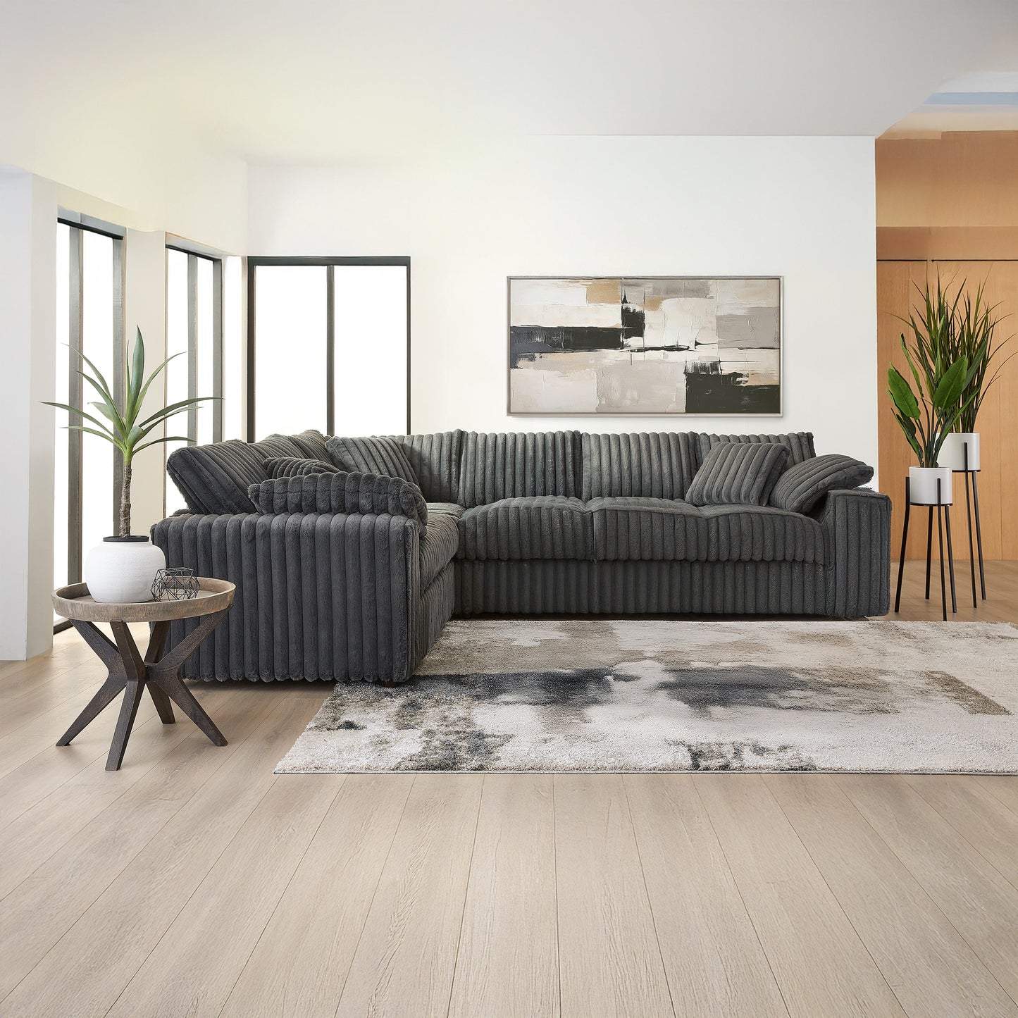 Roundhill Furniture Belvoir Living Room L-shape Sectional