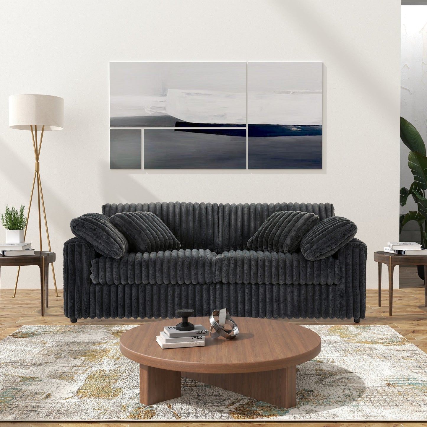 Roundhill Furniture Belvoir Upholstered Stationary Sofa