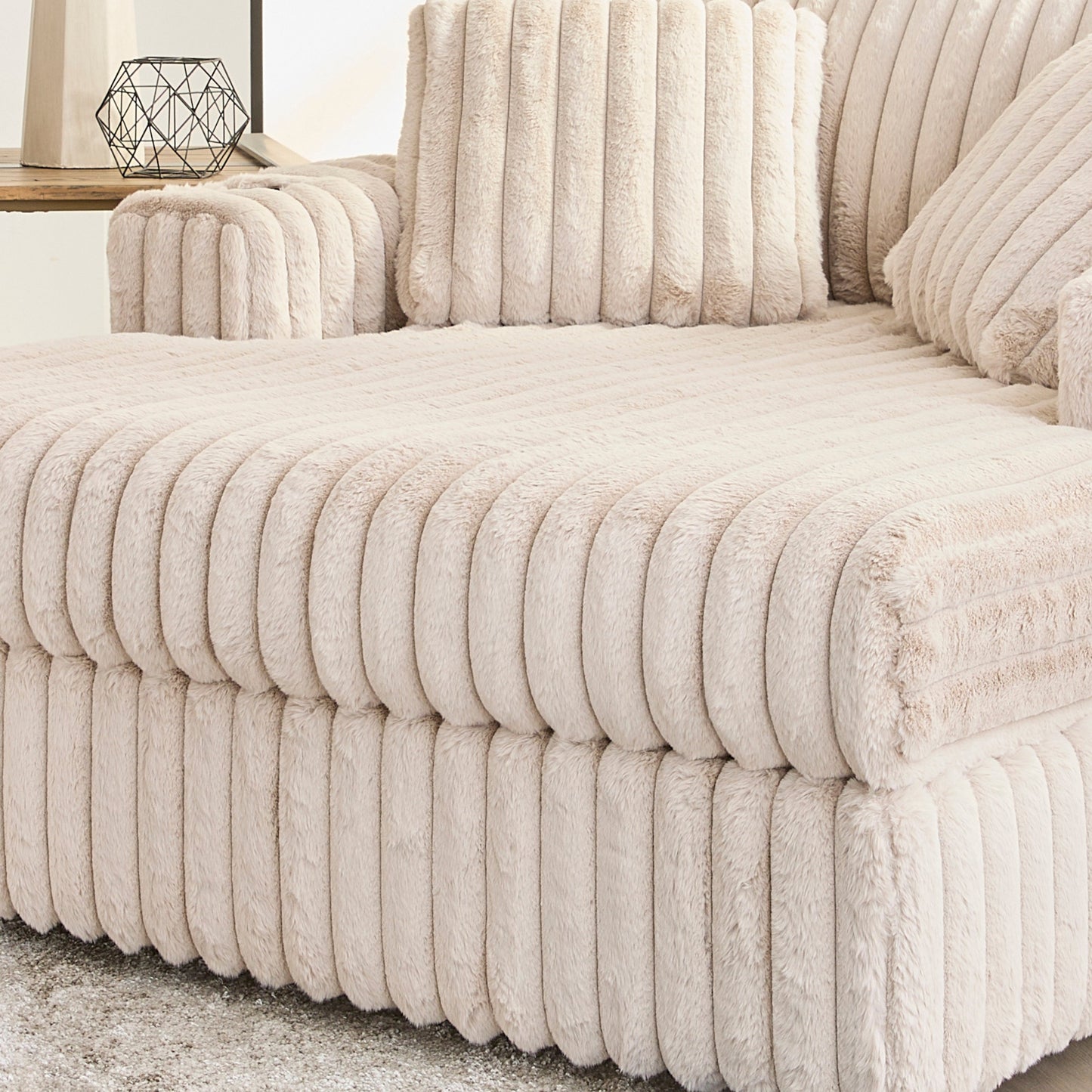 Roundhill Furniture Belvoir Oversized Cuddle Chaise, with Cup Holders