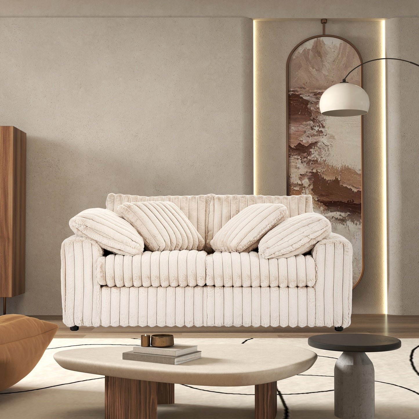 Roundhill Furniture Belvoir Upholstered Stationary Loveseat
