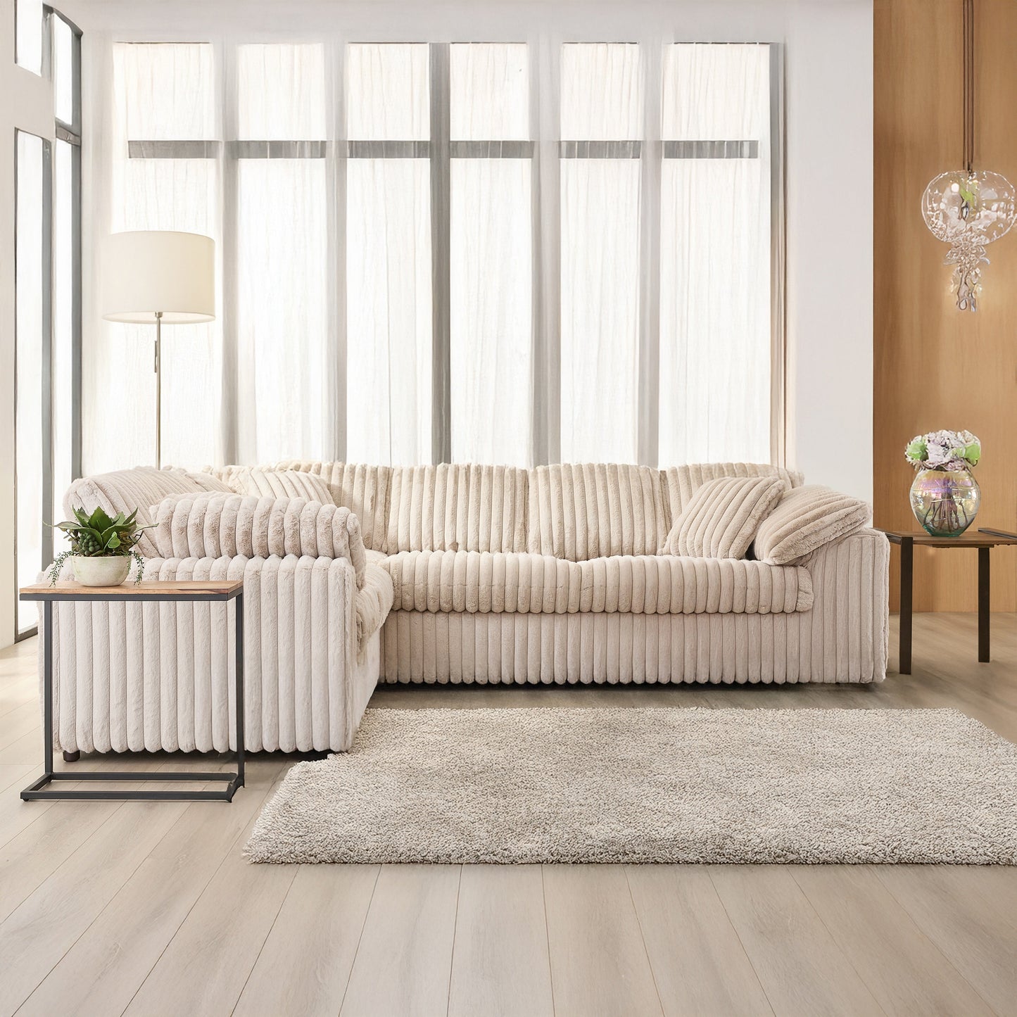 Roundhill Furniture Belvoir Living Room L-shape Sectional