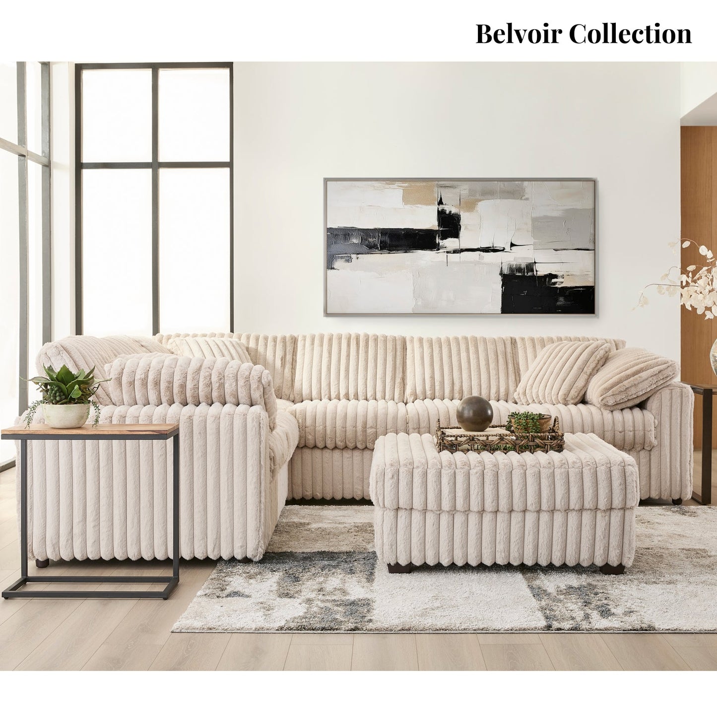 Roundhill Furniture Belvoir Living Room L-shape Sectional