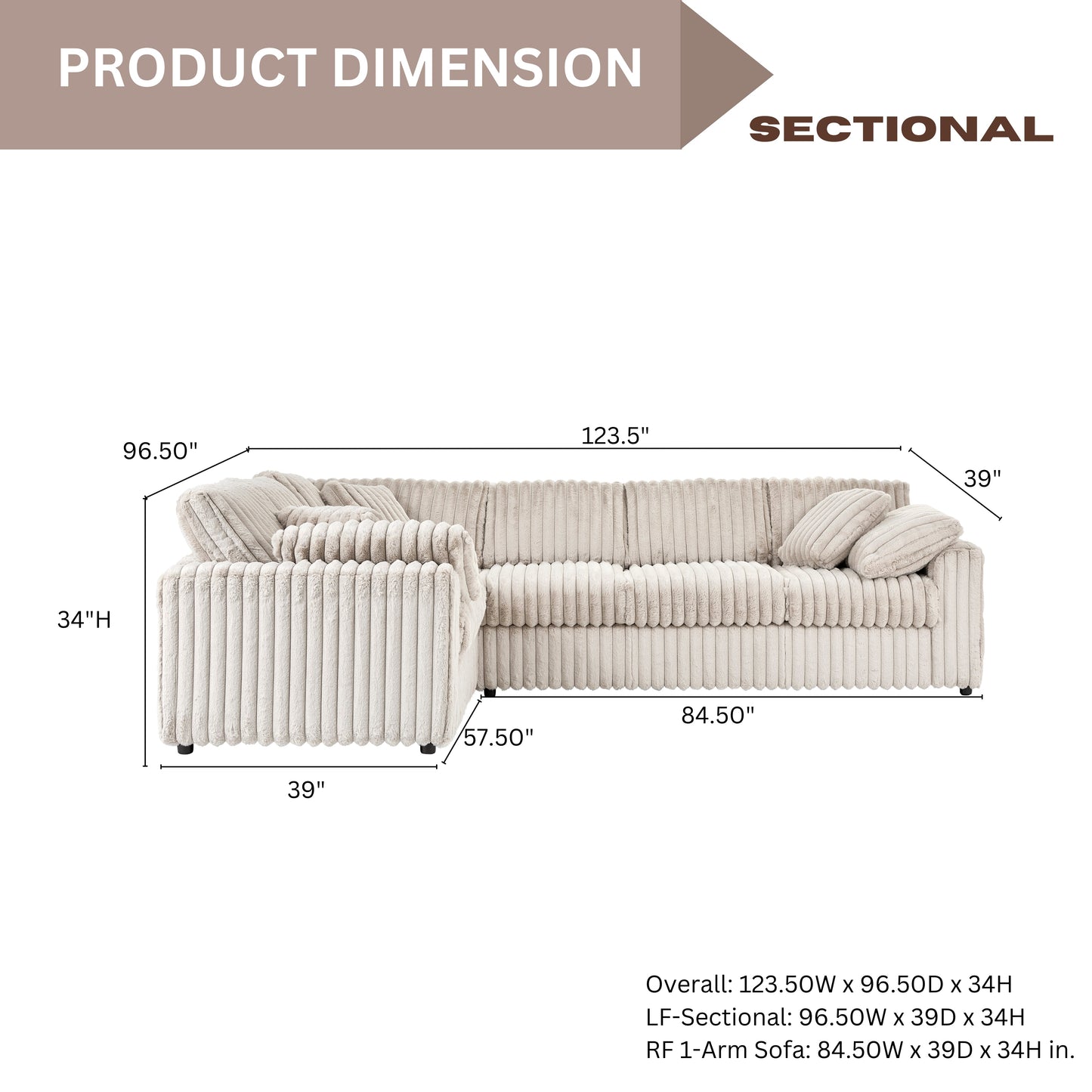 Roundhill Furniture Belvoir Living Room L-shape Sectional