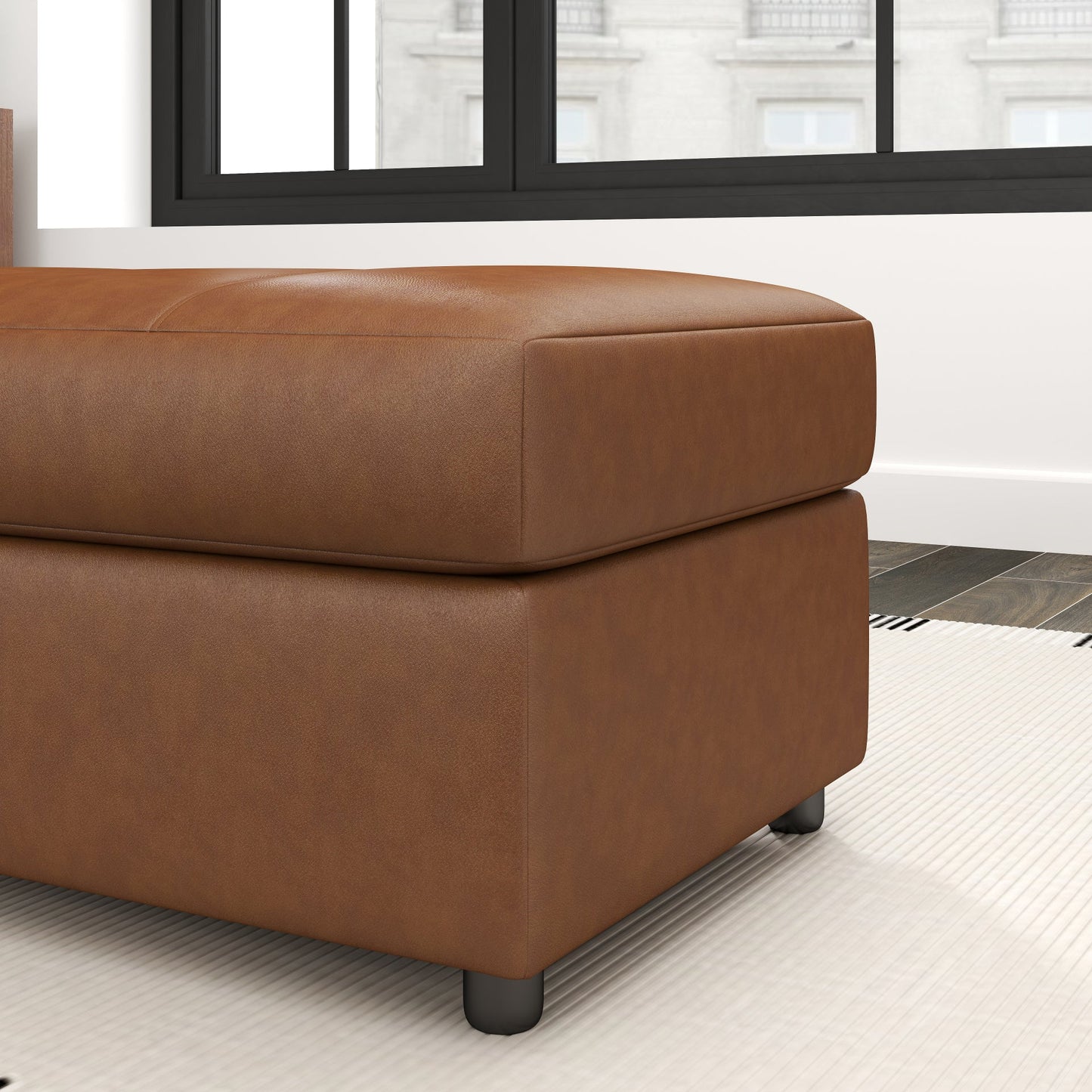 Roundhill Furniture Sakan Leather Upholstered Ottoman