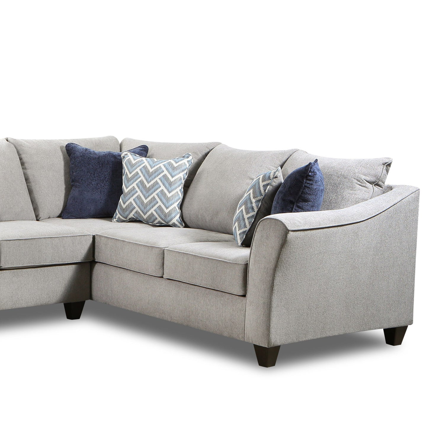 Sorpre Transitional Style Fabric Pillow Back Sectional Sofa, Gray
