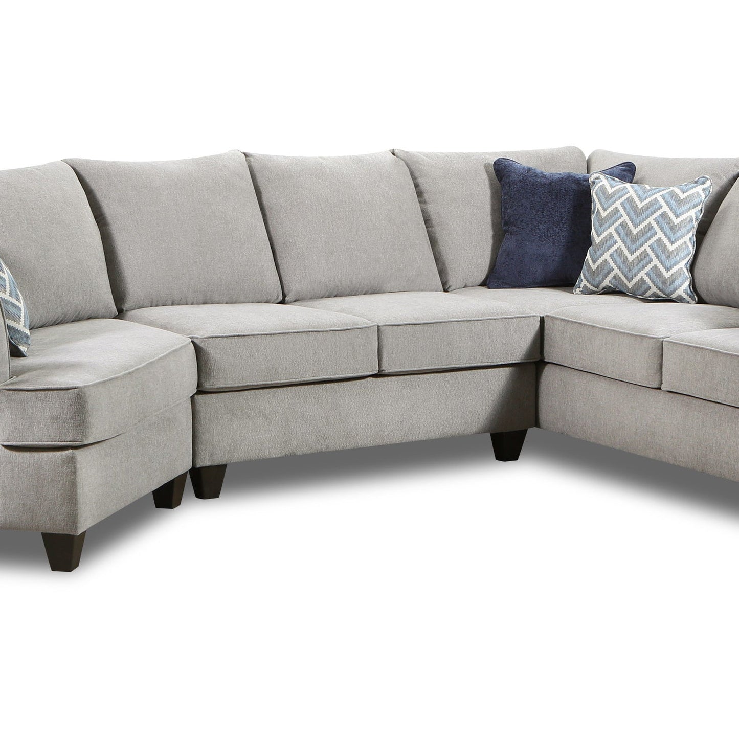 Sorpre Transitional Style Fabric Pillow Back Sectional Sofa, Gray